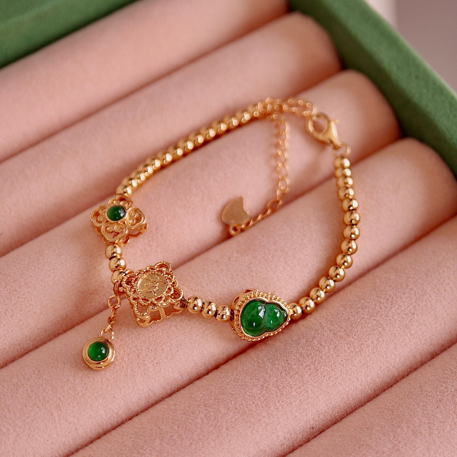 Natural jade Pandora bracelet. - 3