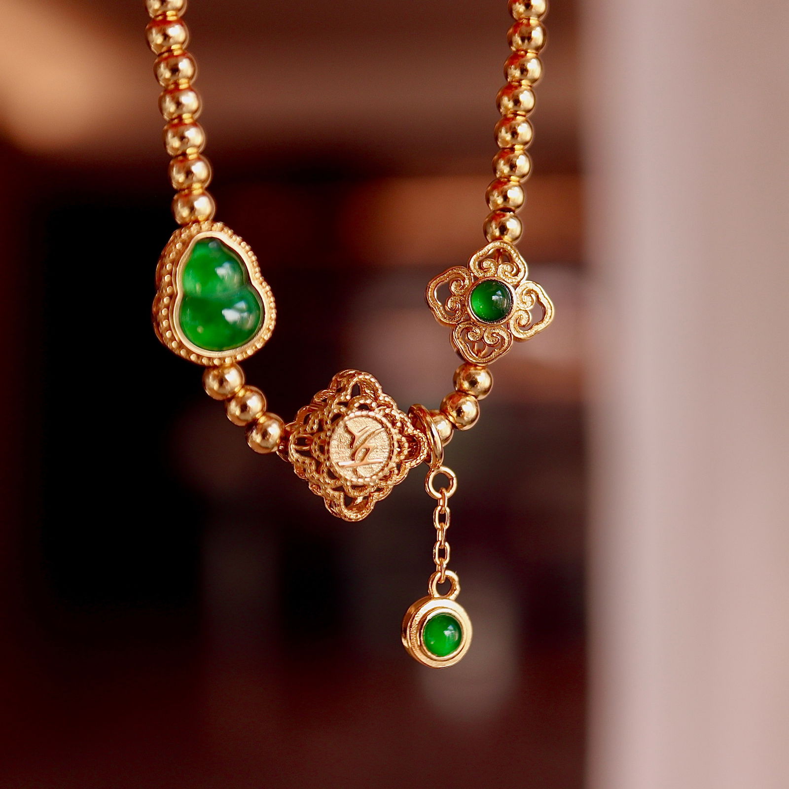 Natural jade Pandora bracelet. - 4