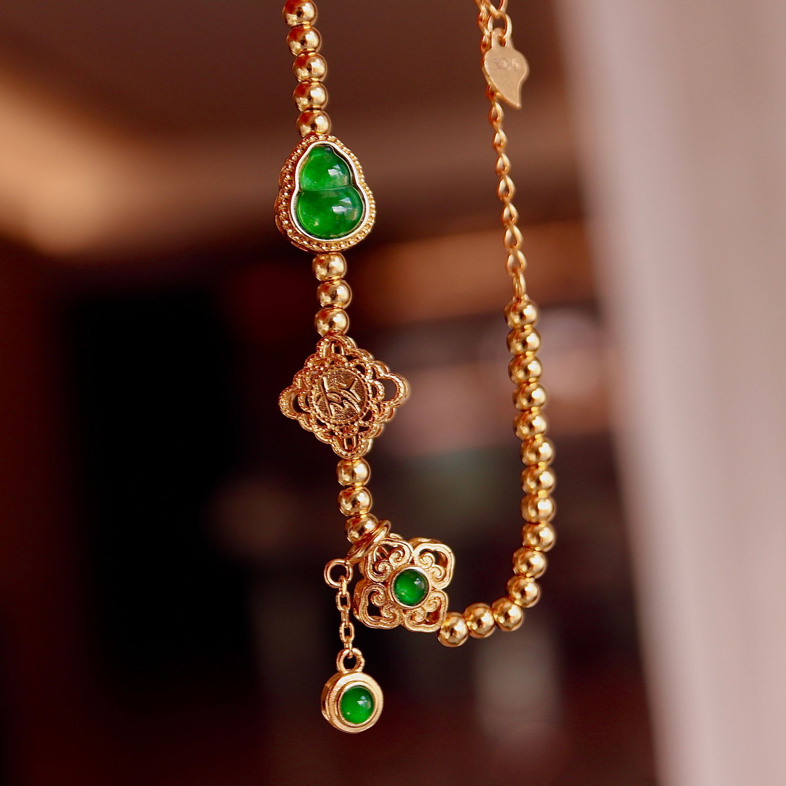 Natural jade Pandora bracelet. - 5