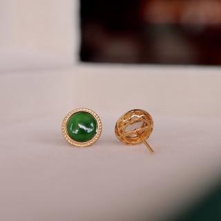 Natural jadeite pure silver earrings. - 6