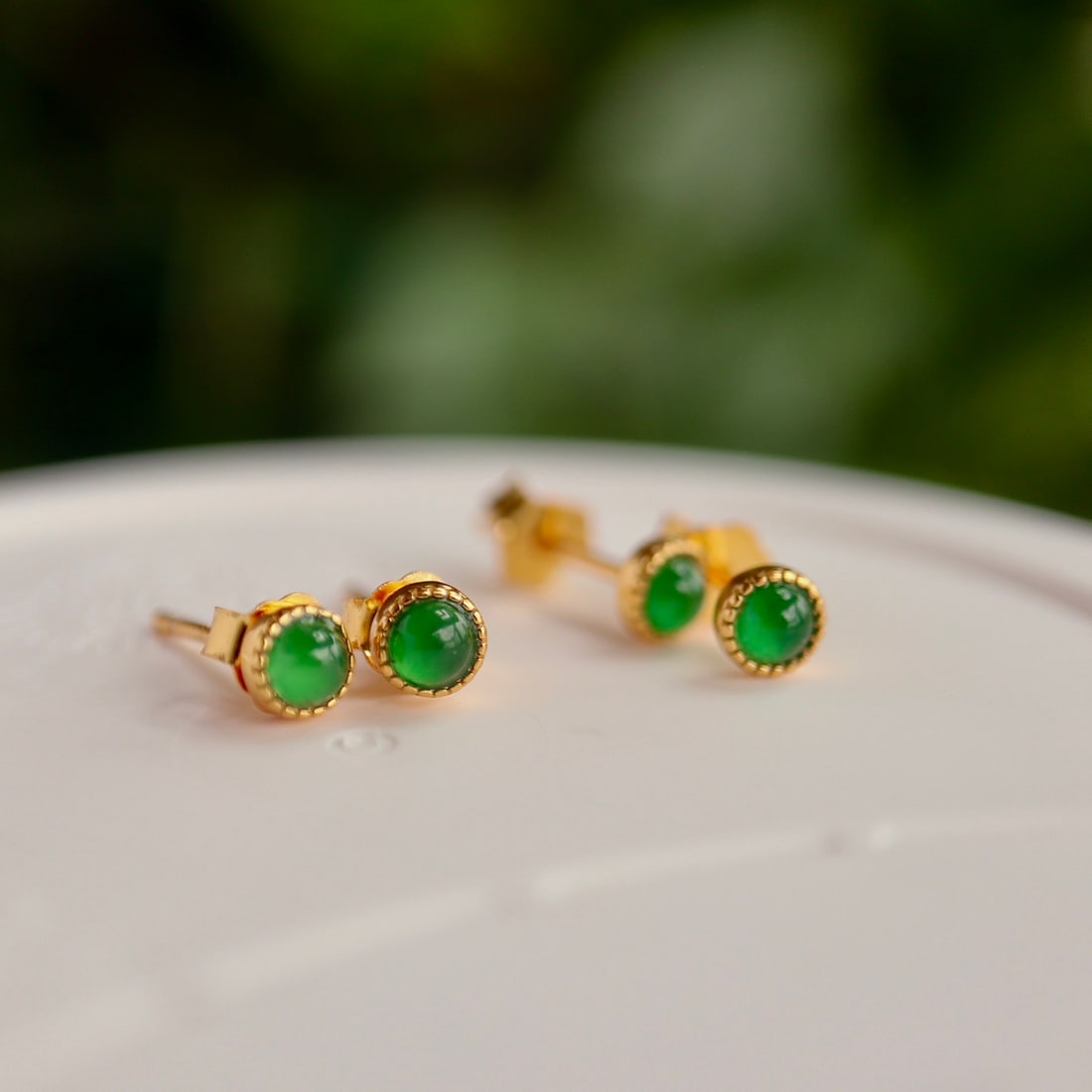 Natural jadeite pure silver earrings. - 3