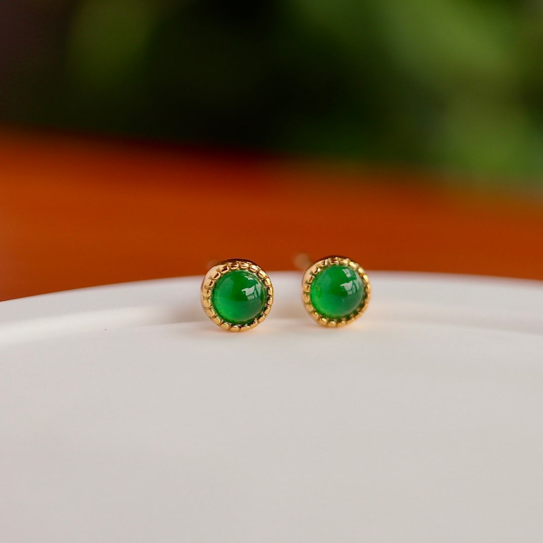 Natural jadeite pure silver earrings. - 4