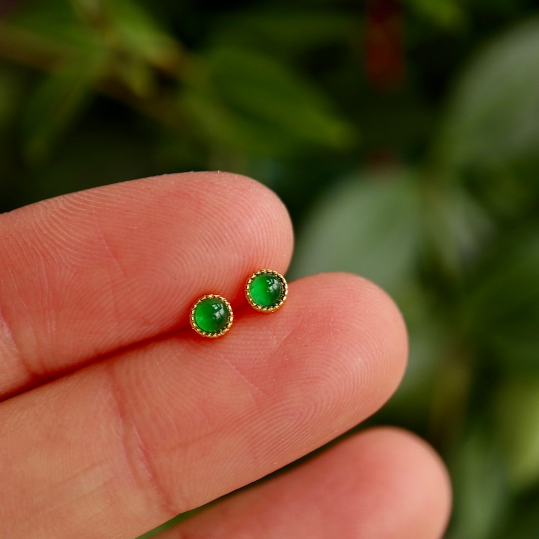 Natural jadeite pure silver earrings. - 6