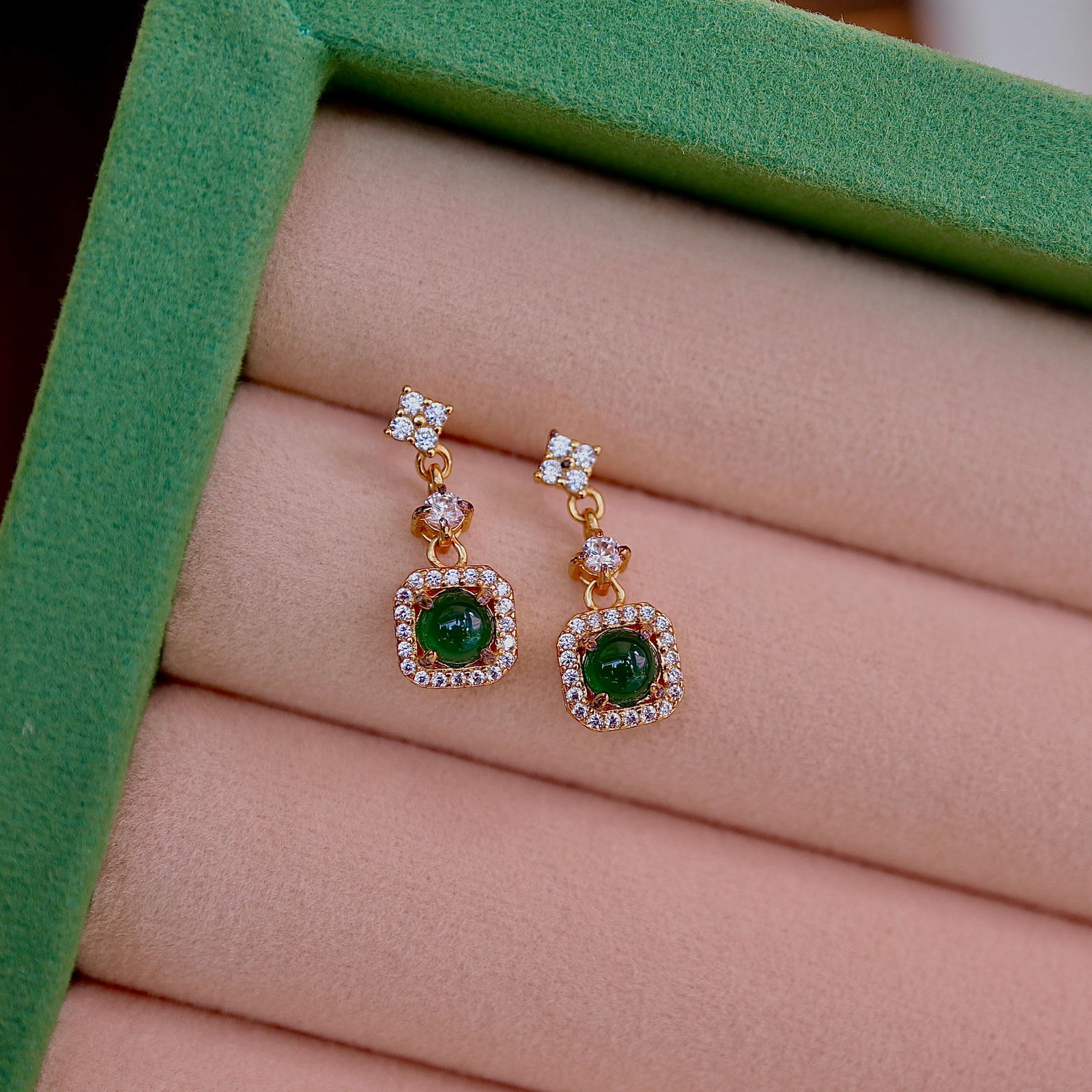 Natural Jade S925 Sterling Silver Stud Earrings - 3