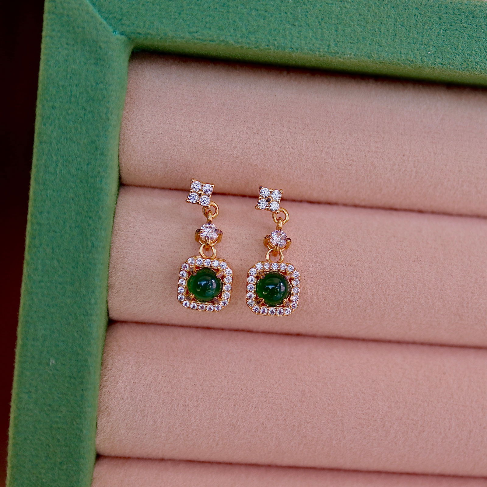 Natural Jade S925 Sterling Silver Stud Earrings - 4