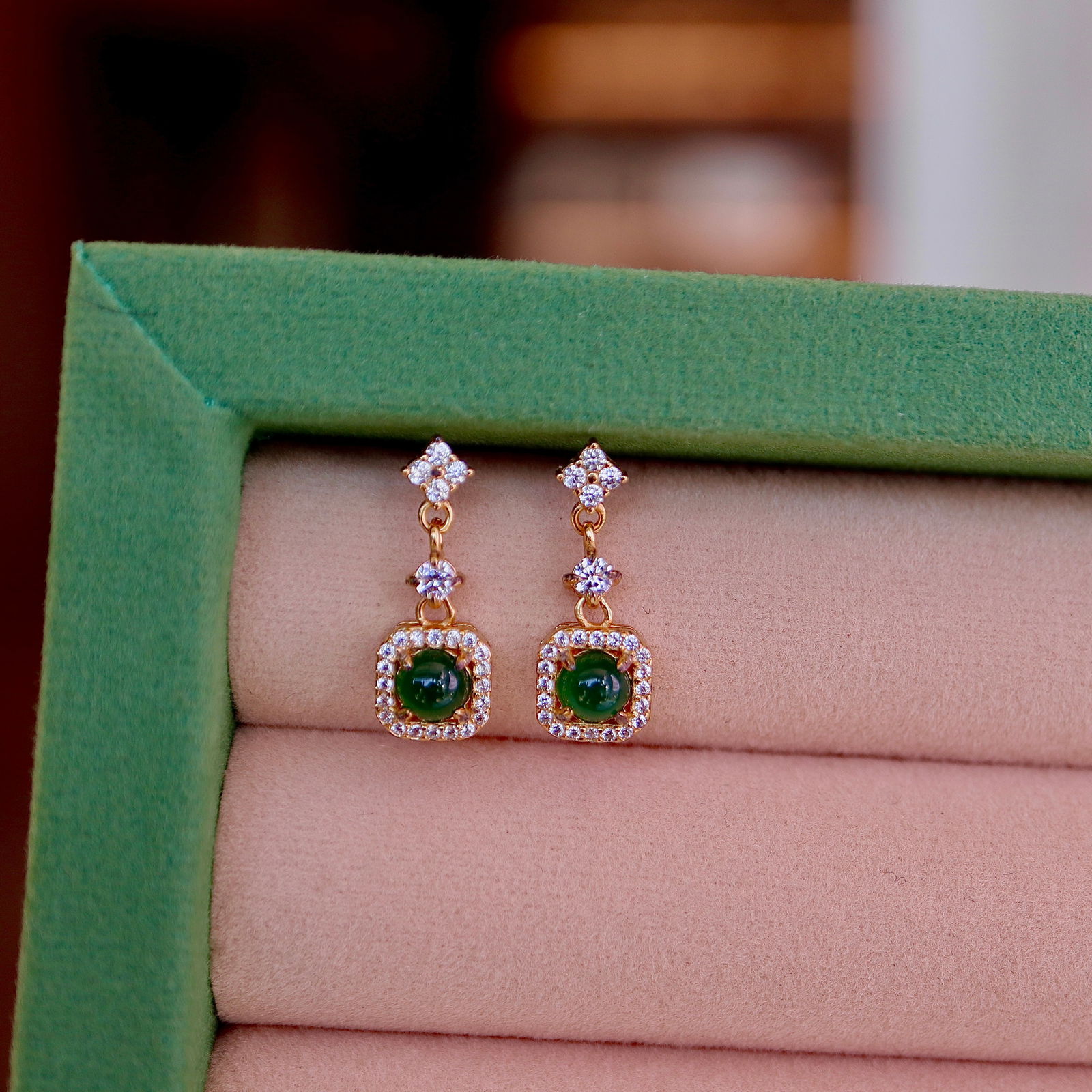 Natural Jade S925 Sterling Silver Stud Earrings - 5