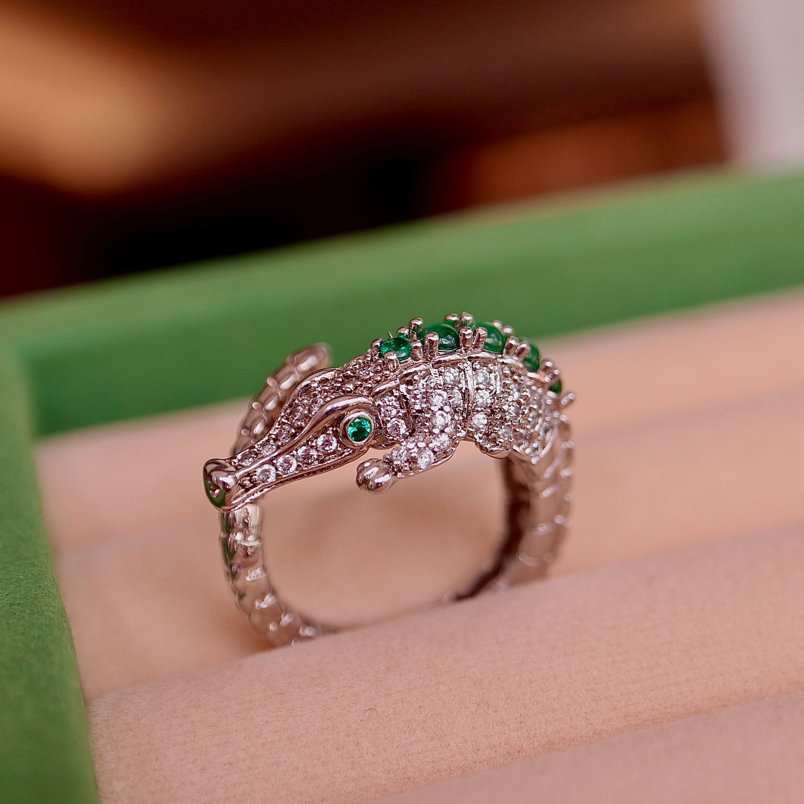 Natural Jade Sea Horse Ring - 4