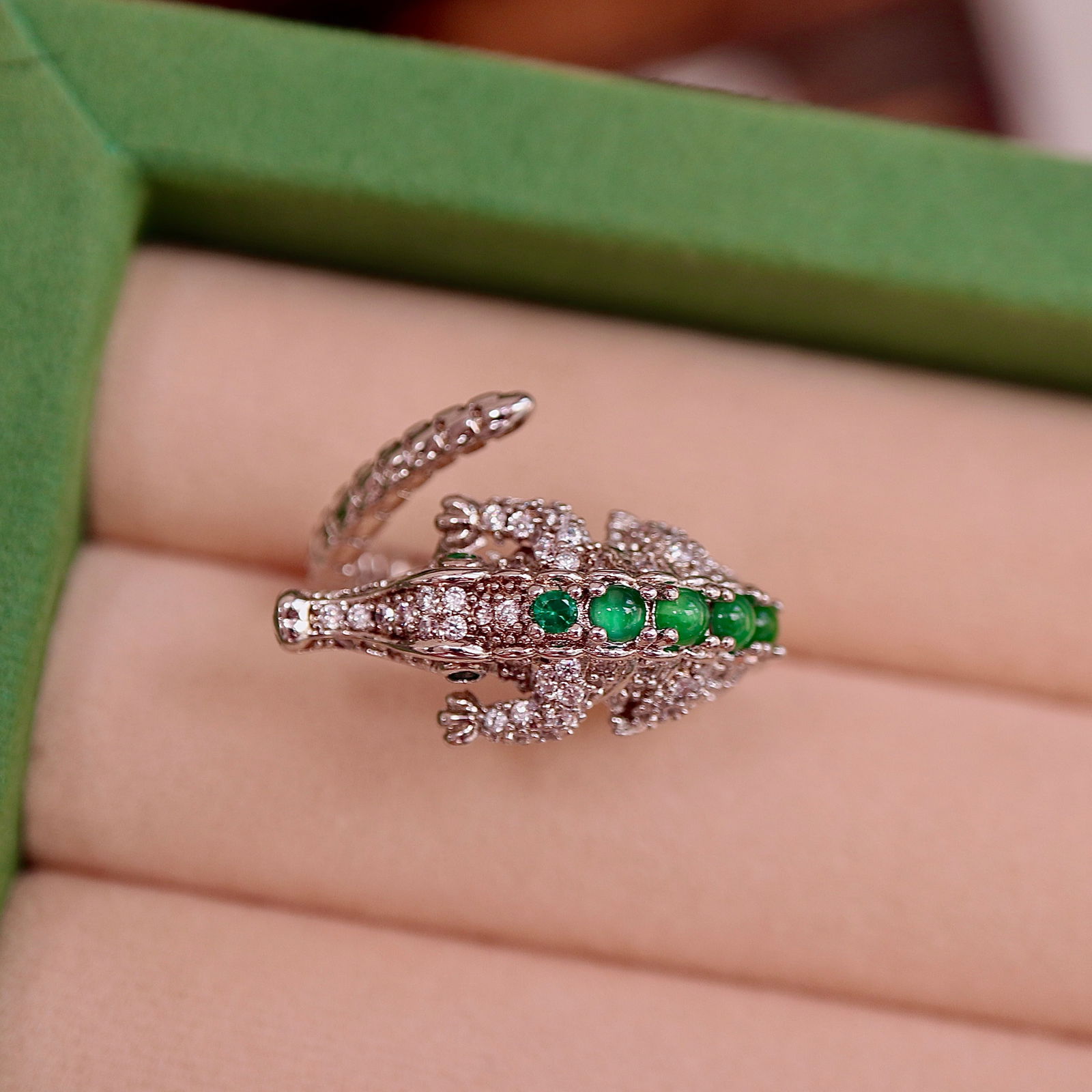 Natural Jade Sea Horse Ring - 5