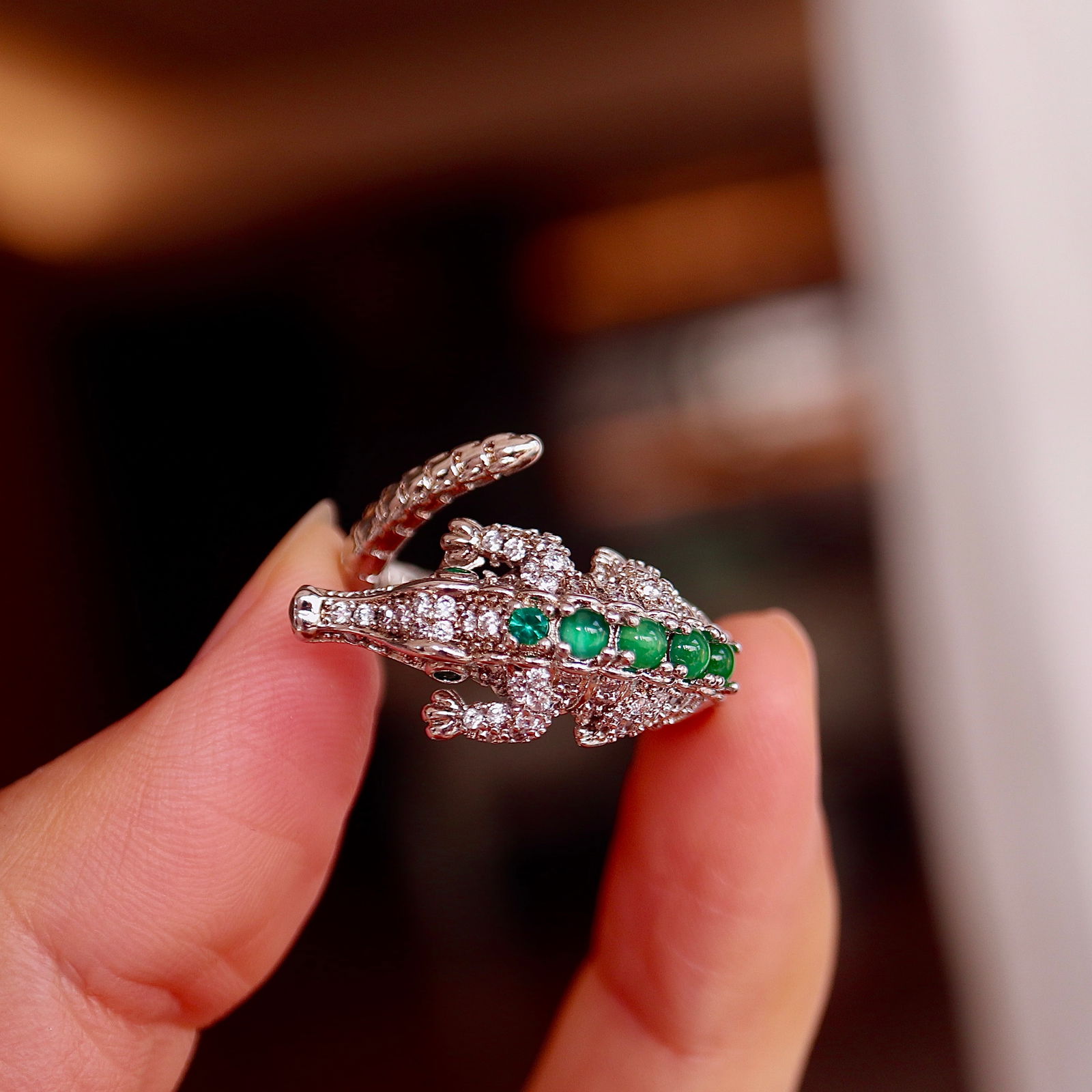 Natural Jade Sea Horse Ring - 7