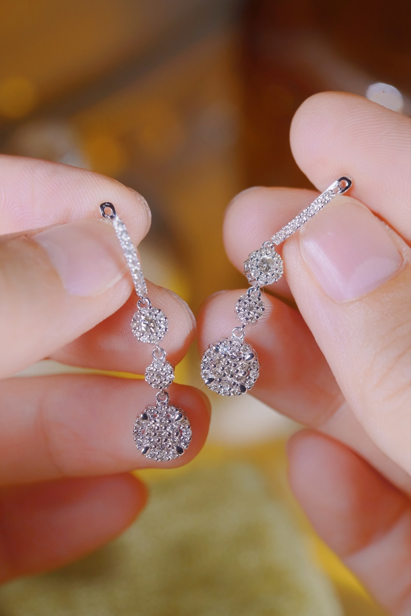 PT850 Diamond Long Earrings - 3
