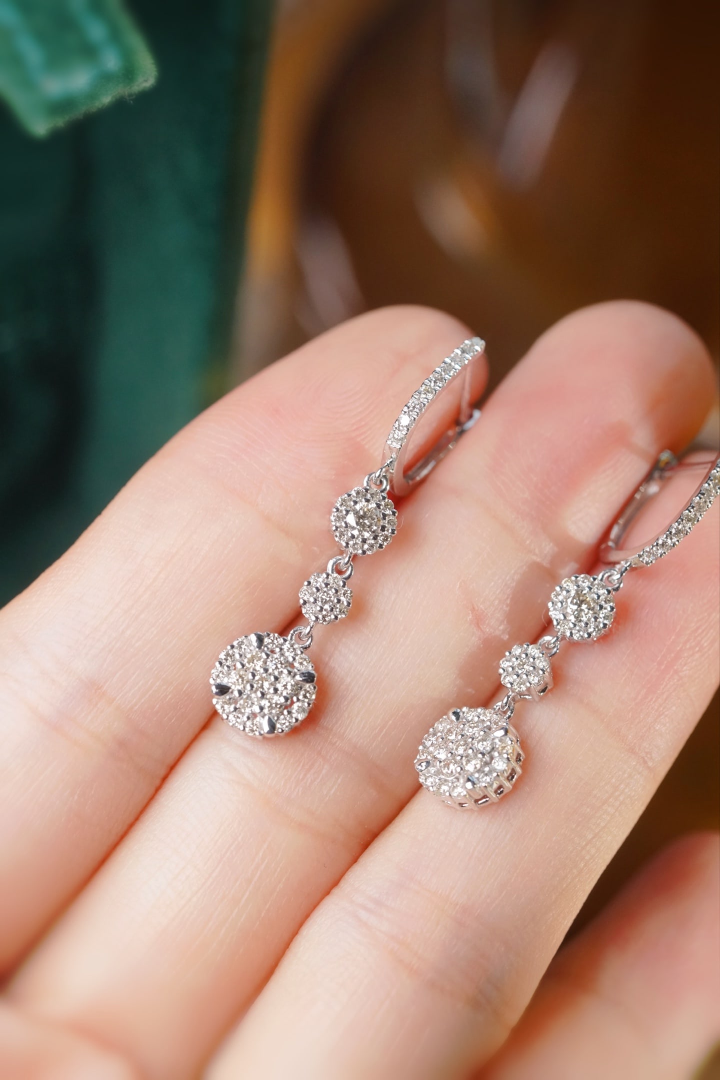 PT850 Diamond Long Earrings - 4