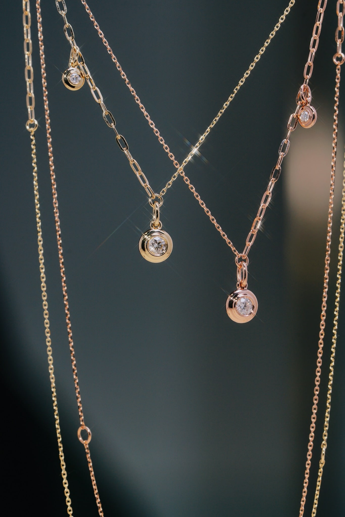 18K Gold Diamond Bubble Necklace - 3