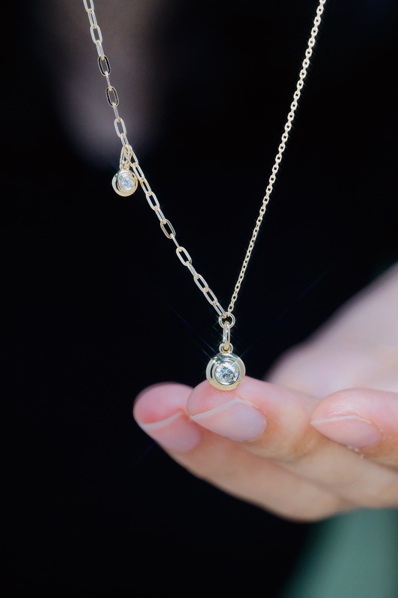 18K Gold Diamond Bubble Necklace - 4