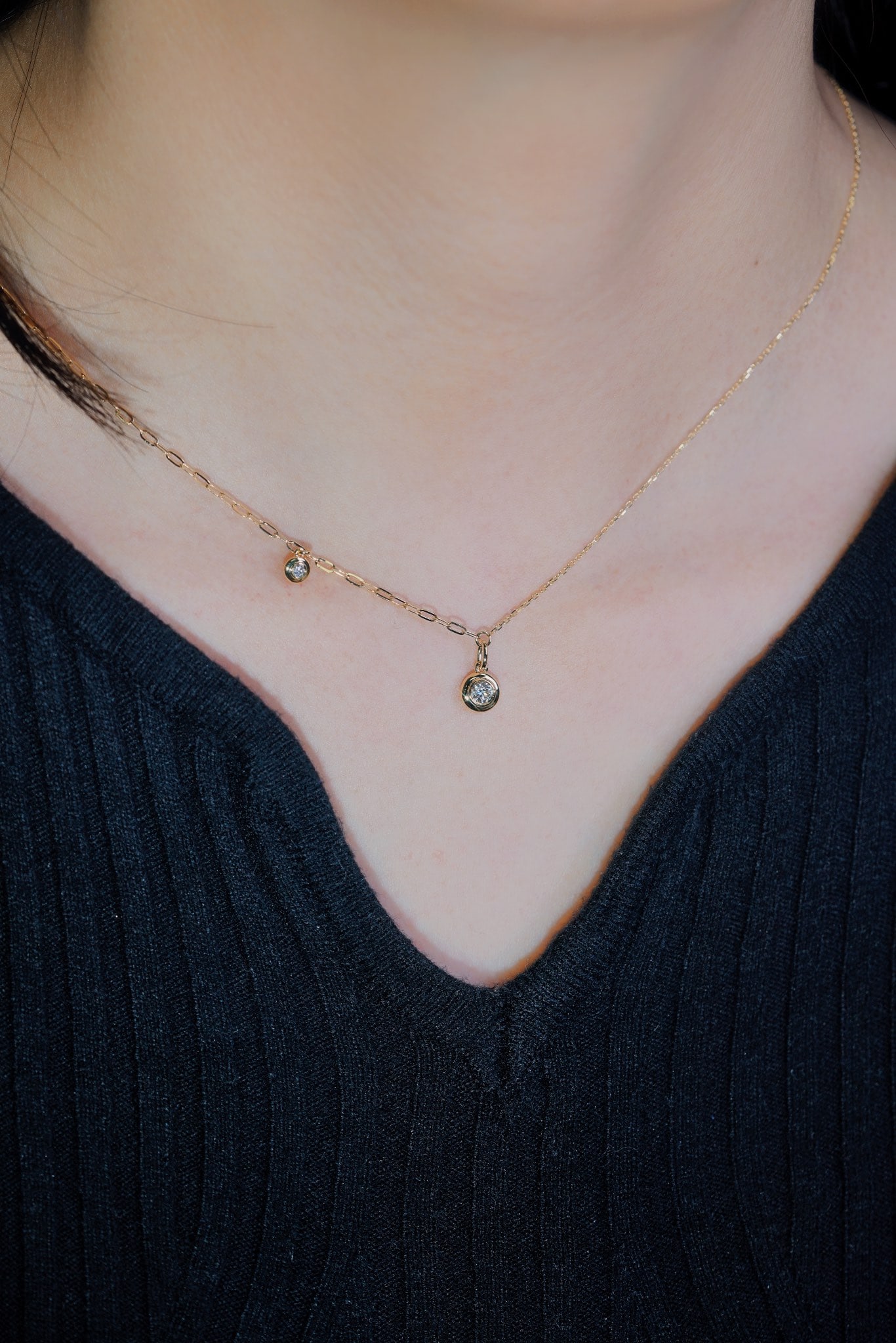 18K Gold Diamond Bubble Necklace - 7