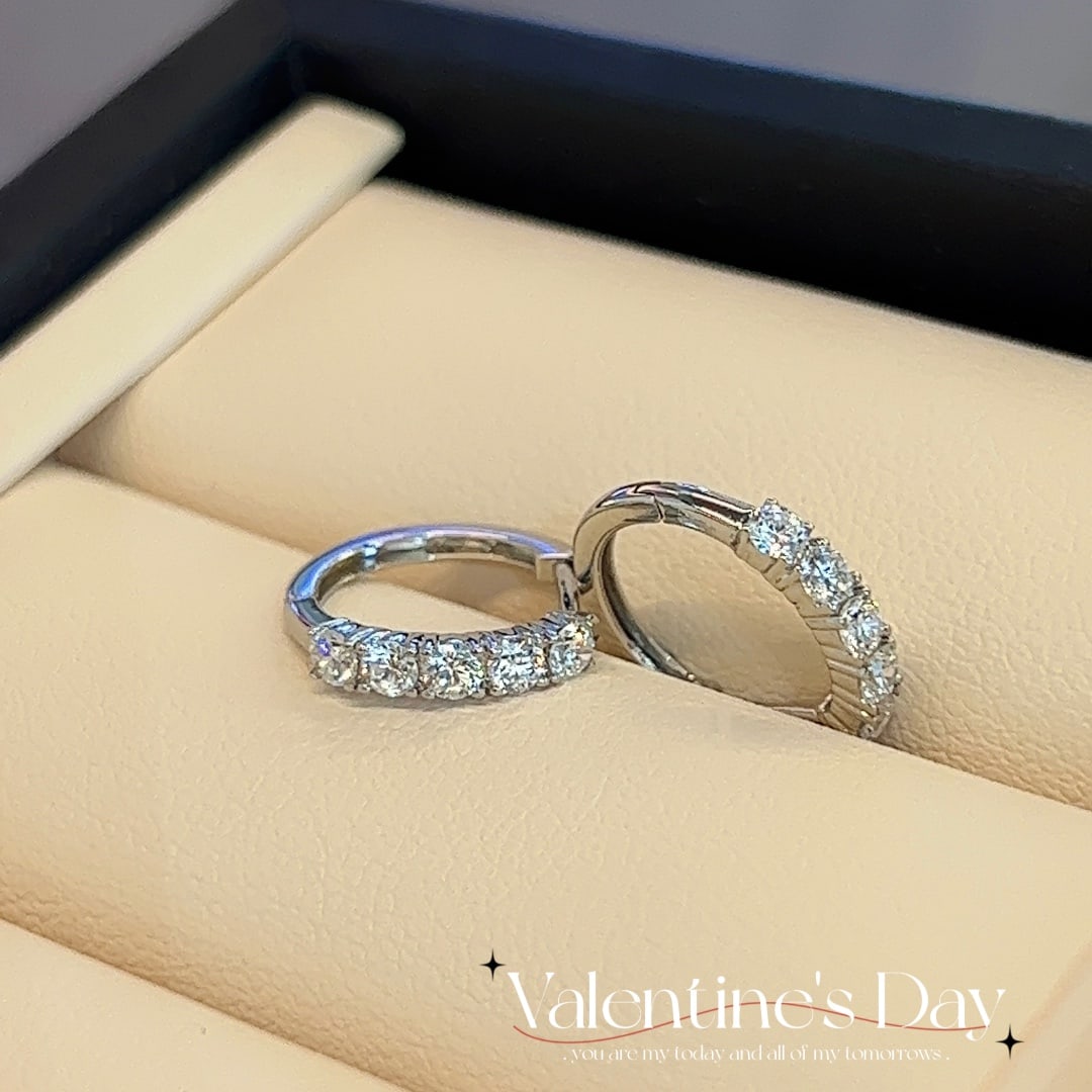 Platinum full diamond stud earrings with cultured diamonds - 2