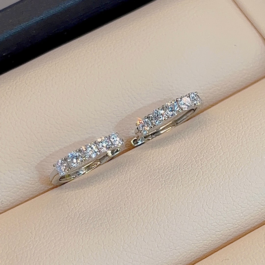 Platinum full diamond stud earrings with cultured diamonds - 3