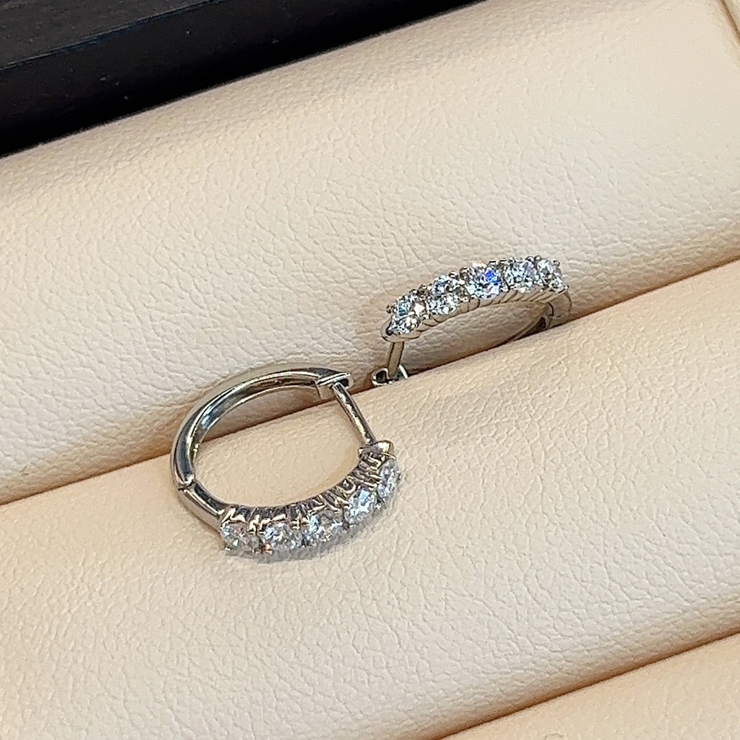 Platinum full diamond stud earrings with cultured diamonds - 4