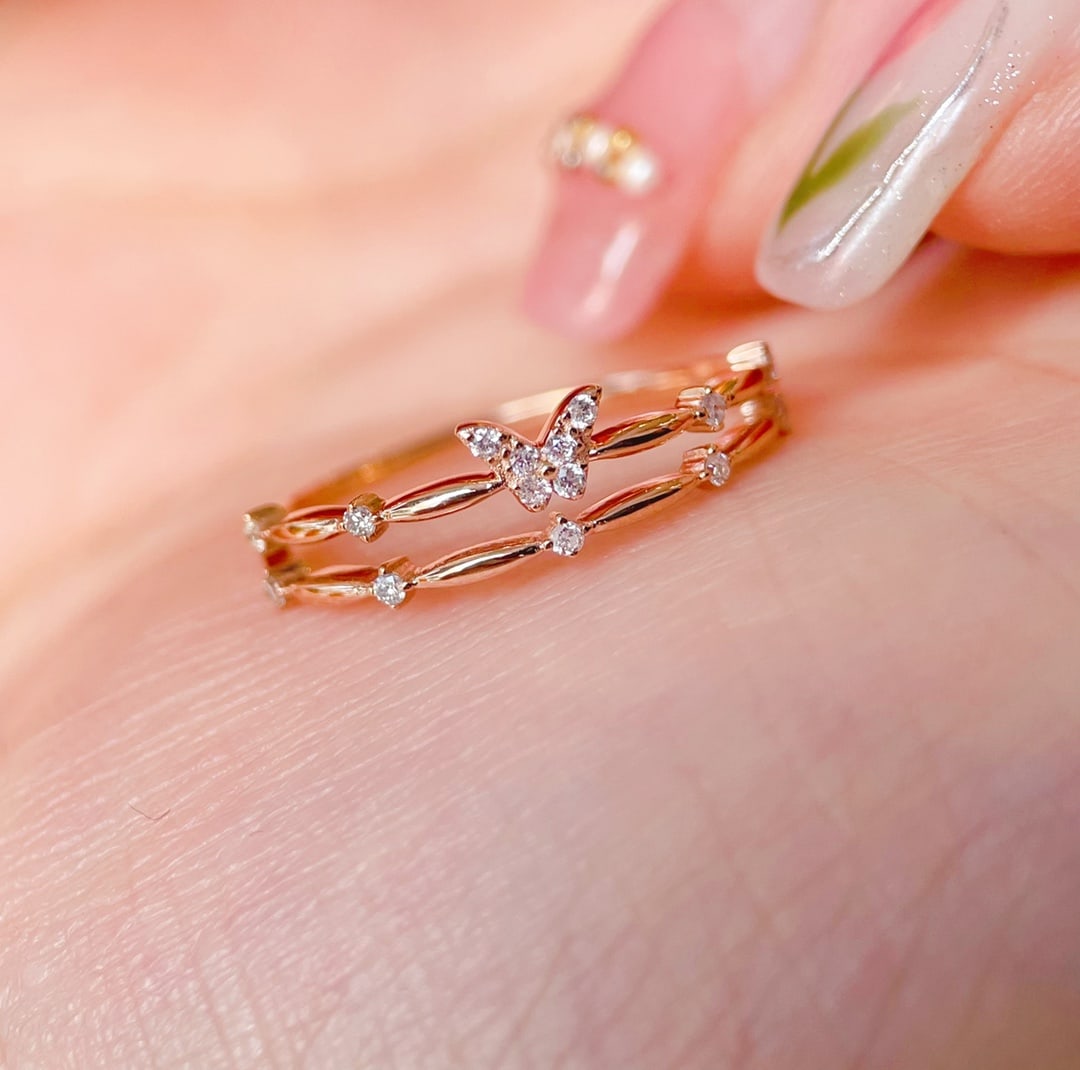 18k diamond butterfly ring - 2