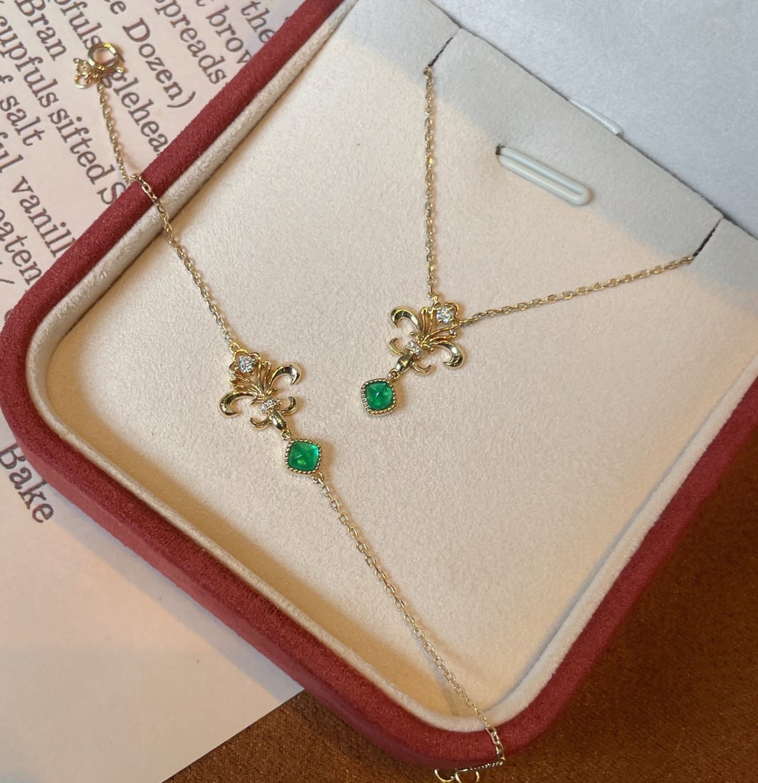 Iris emerald necklace and bracelet set - 2