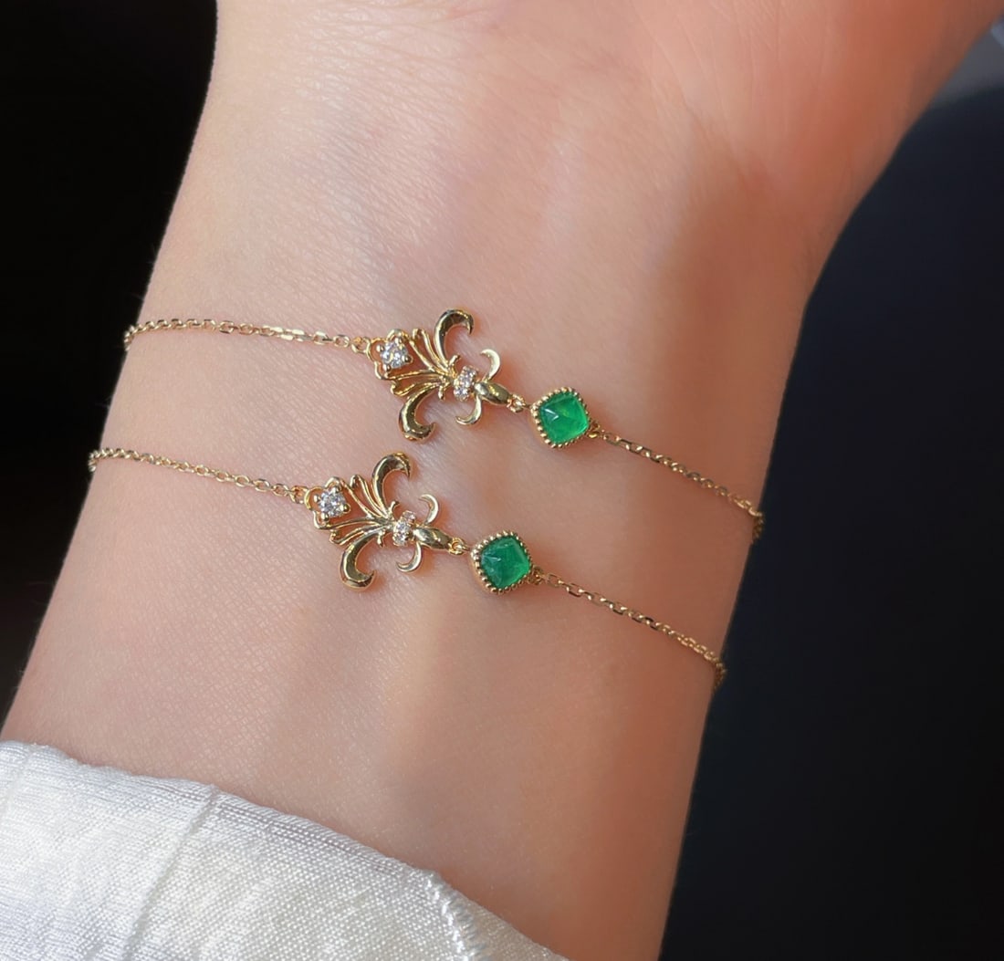 Iris emerald necklace and bracelet set - 9