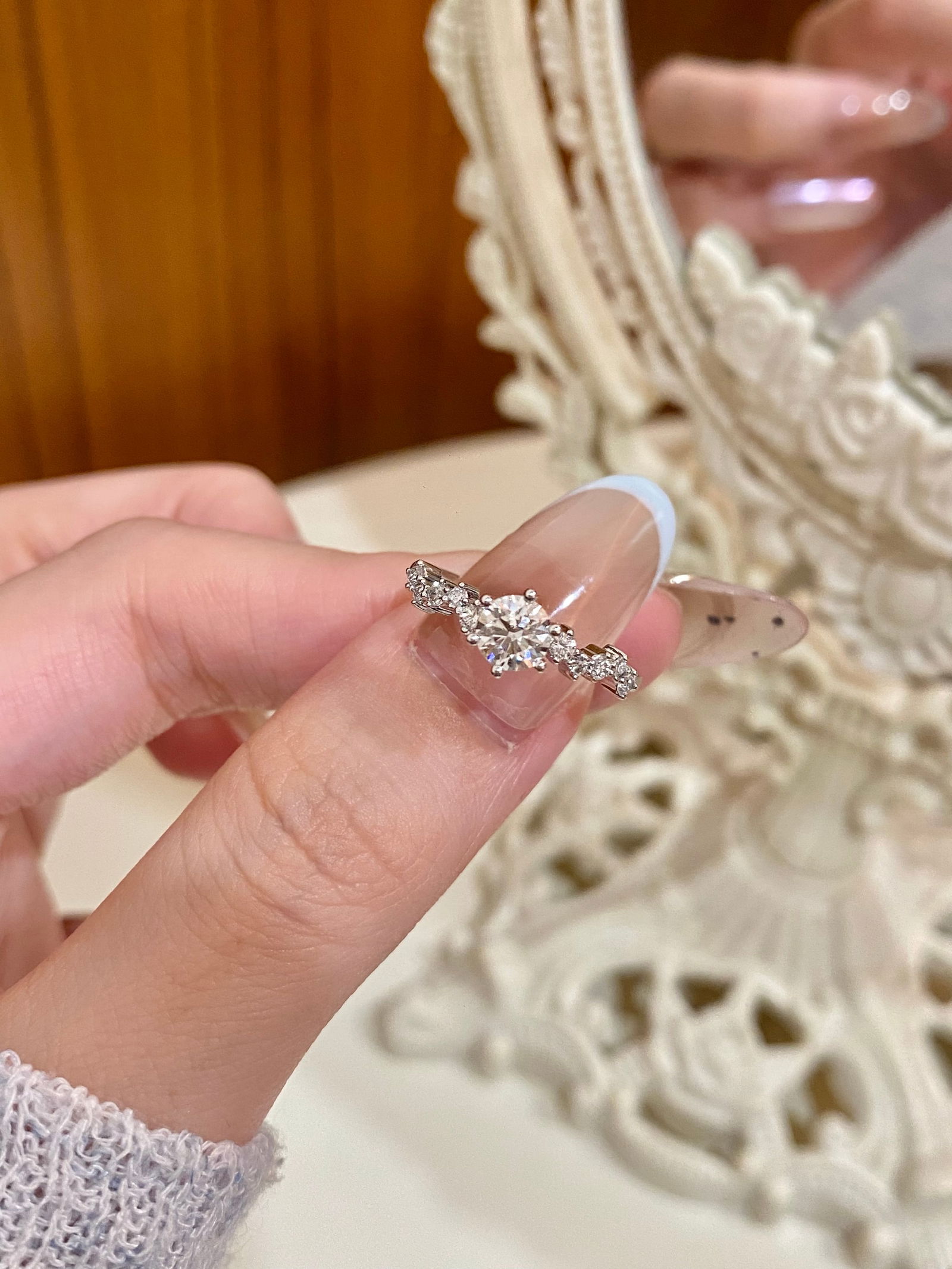 Pt950 platinum diamond ring - 4