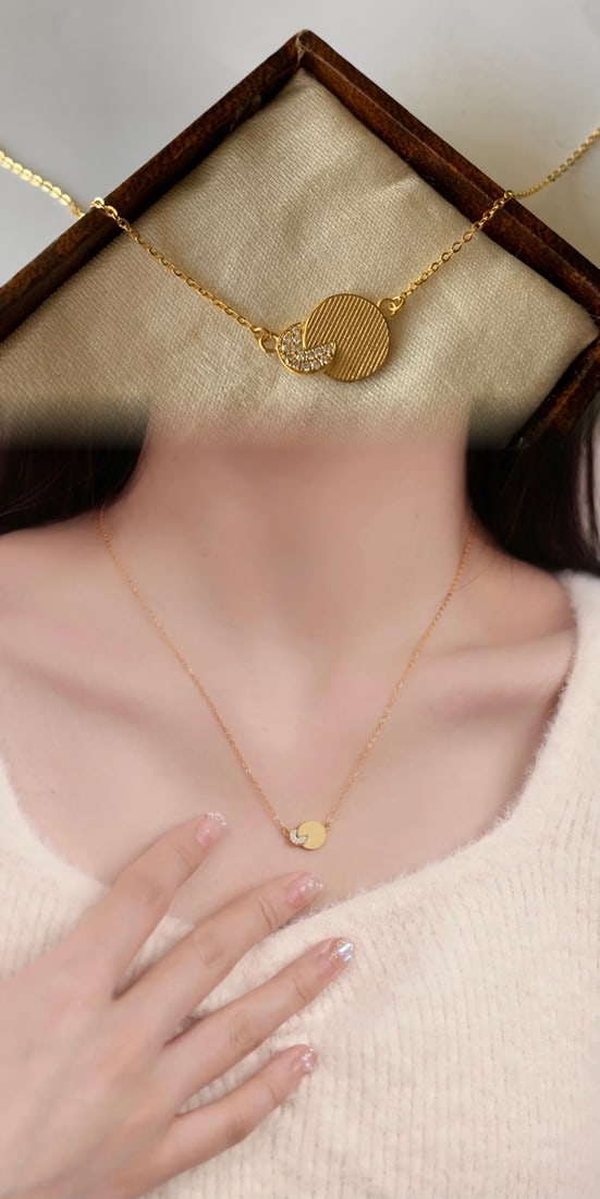 Set of 18K Gold Plated Diamond Necklace and Earrings - 4