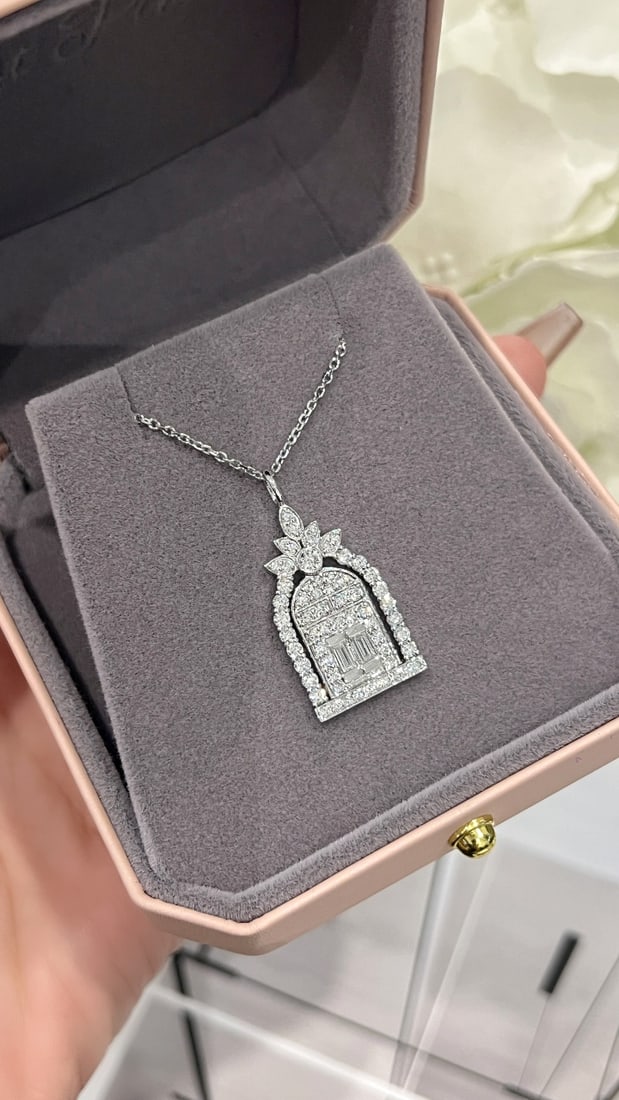 Cultured Pt950 Diamond Pendant - 3