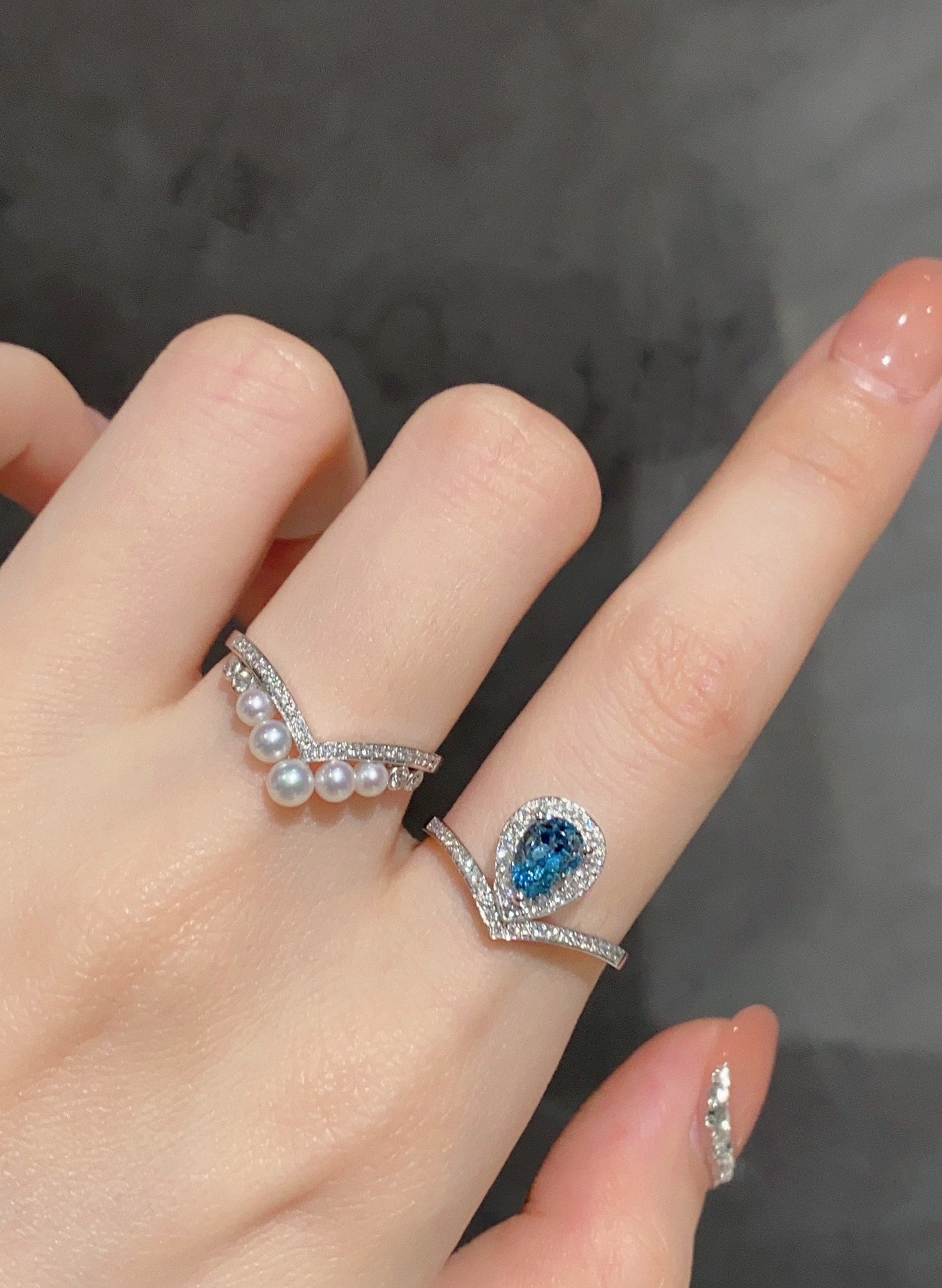 18k Diamond Aquamarine Pearl Ring - 3