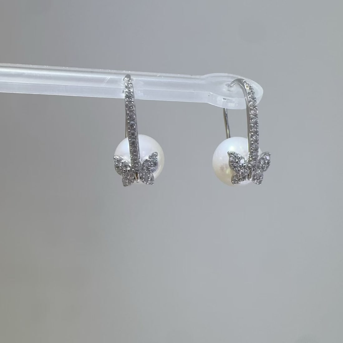 Sterling Silver Butterfly Pearl Earrings - 2