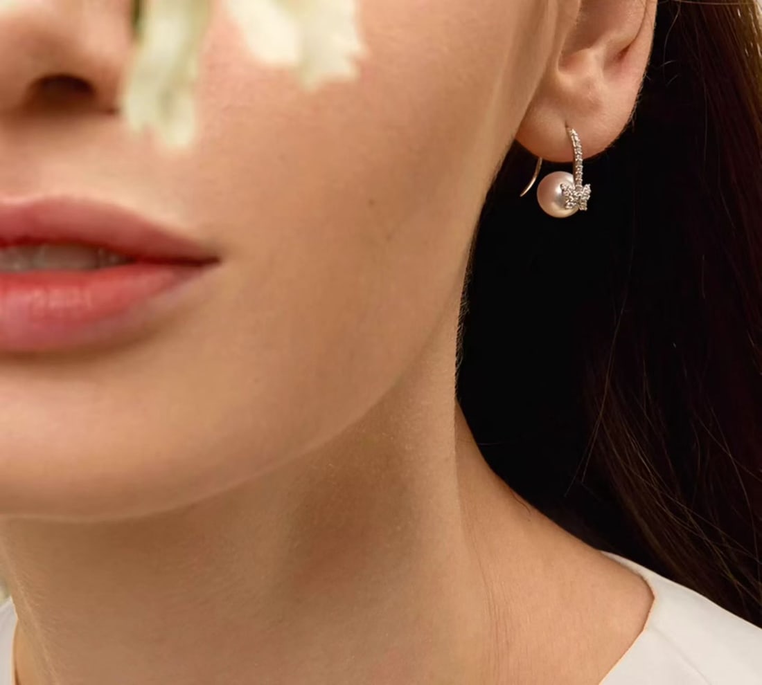 Sterling Silver Butterfly Pearl Earrings - 4