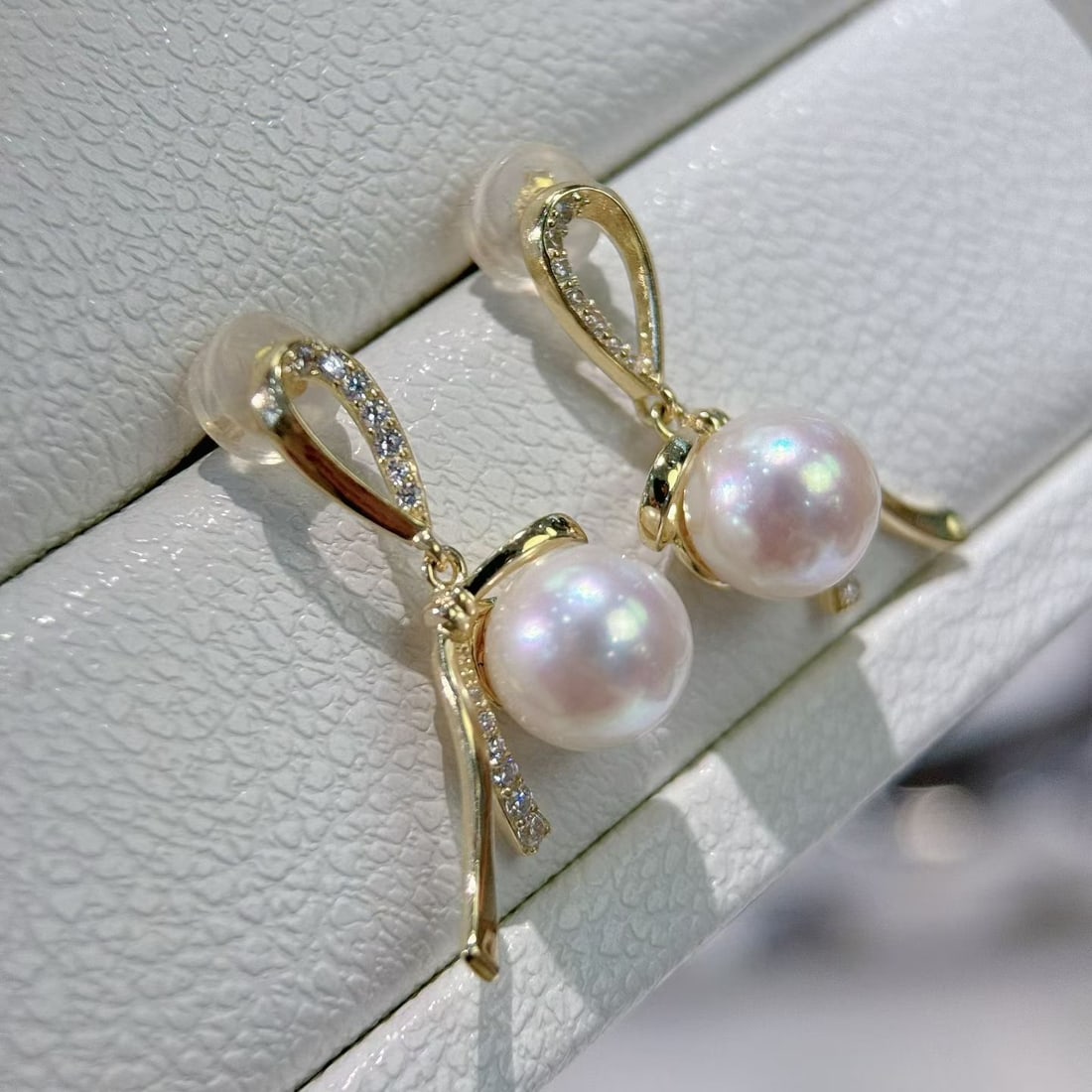 Pure Silver Bow Pearl Earrings - 3