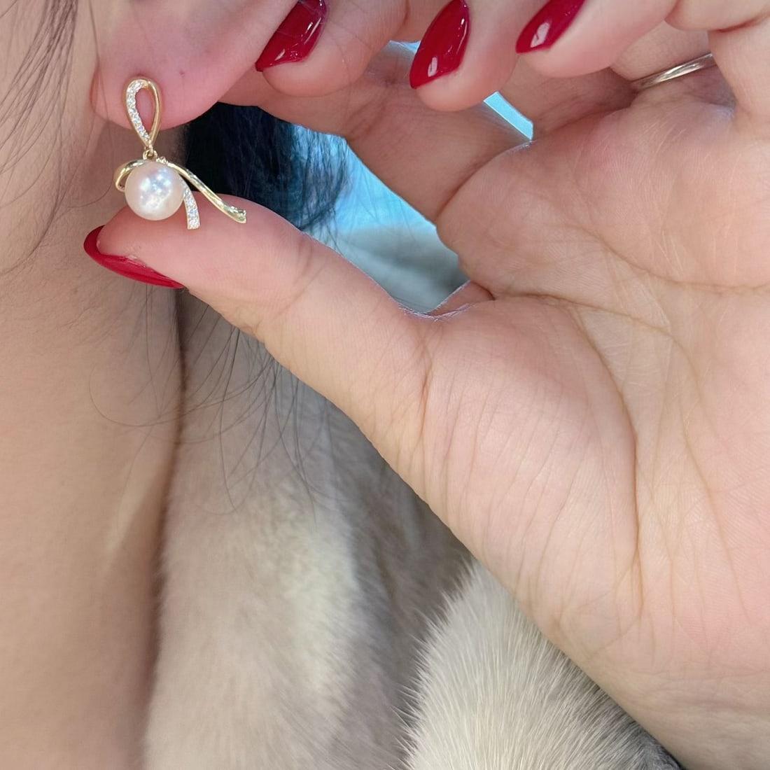 Pure Silver Bow Pearl Earrings - 4