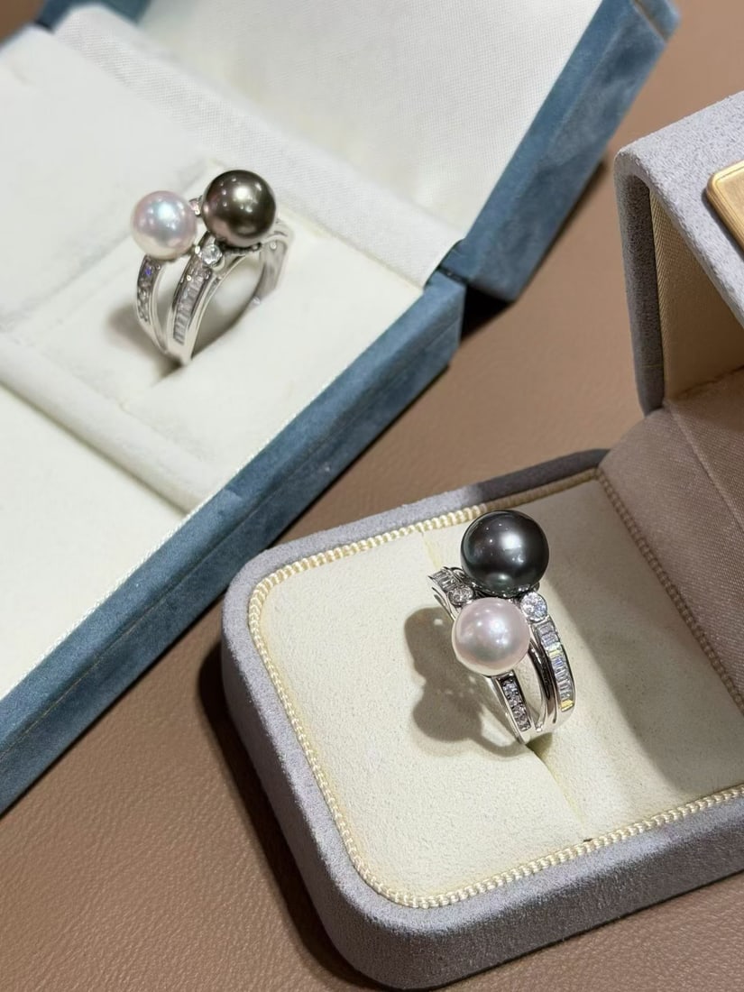 Seawater Pearl Tahitian/AKOYA Double Pearl Ring - 2