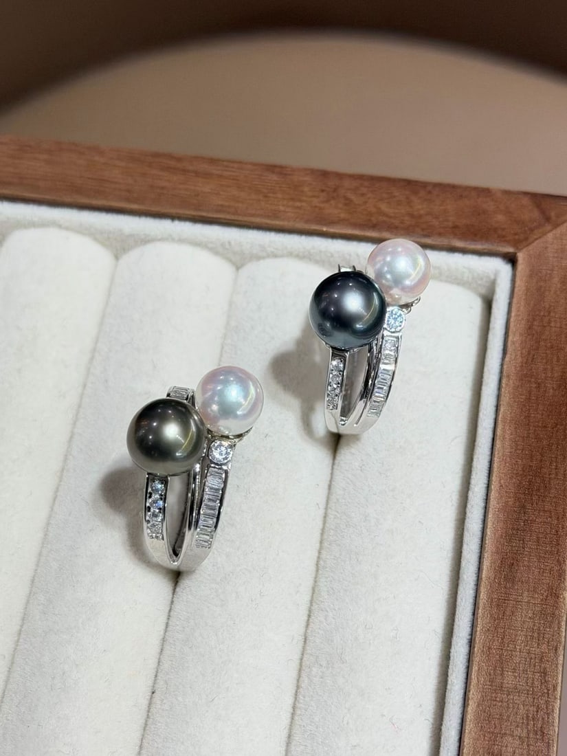 Seawater Pearl Tahitian/AKOYA Double Pearl Ring - 3
