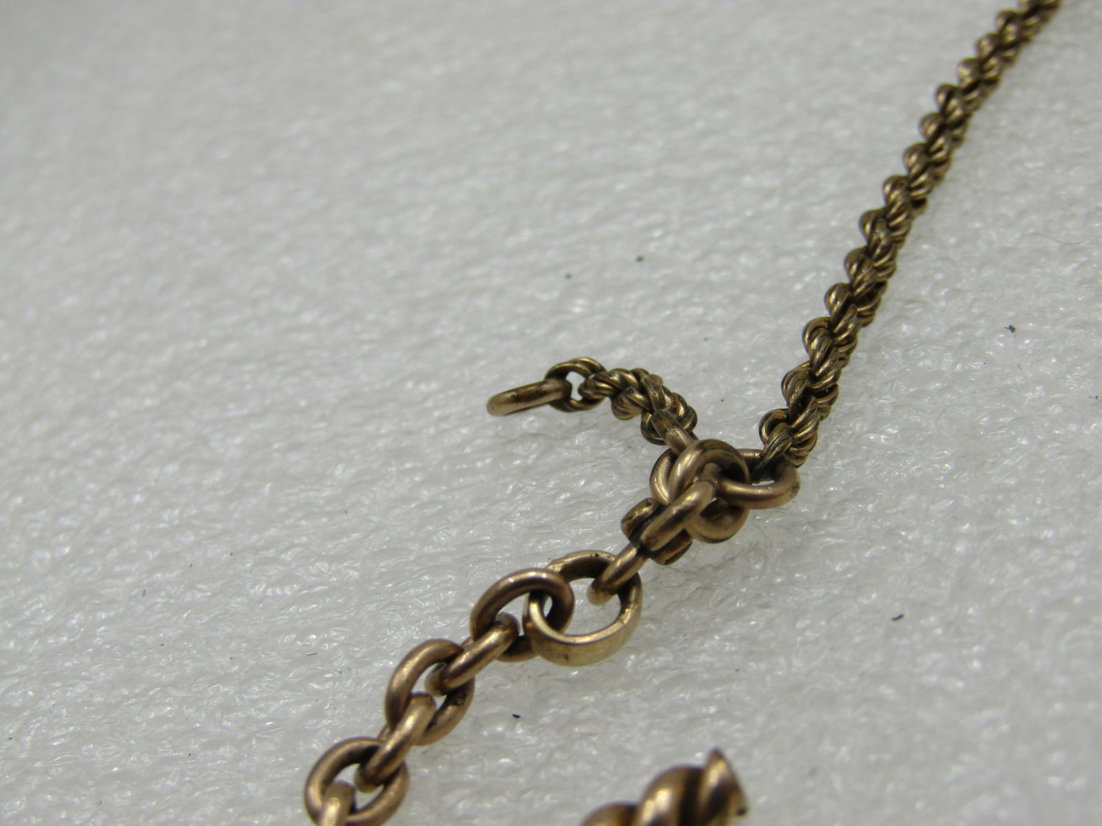 Early 10kt & G.F. Watch Chain with Bar & Swivel Signed F, 12.75" - 6