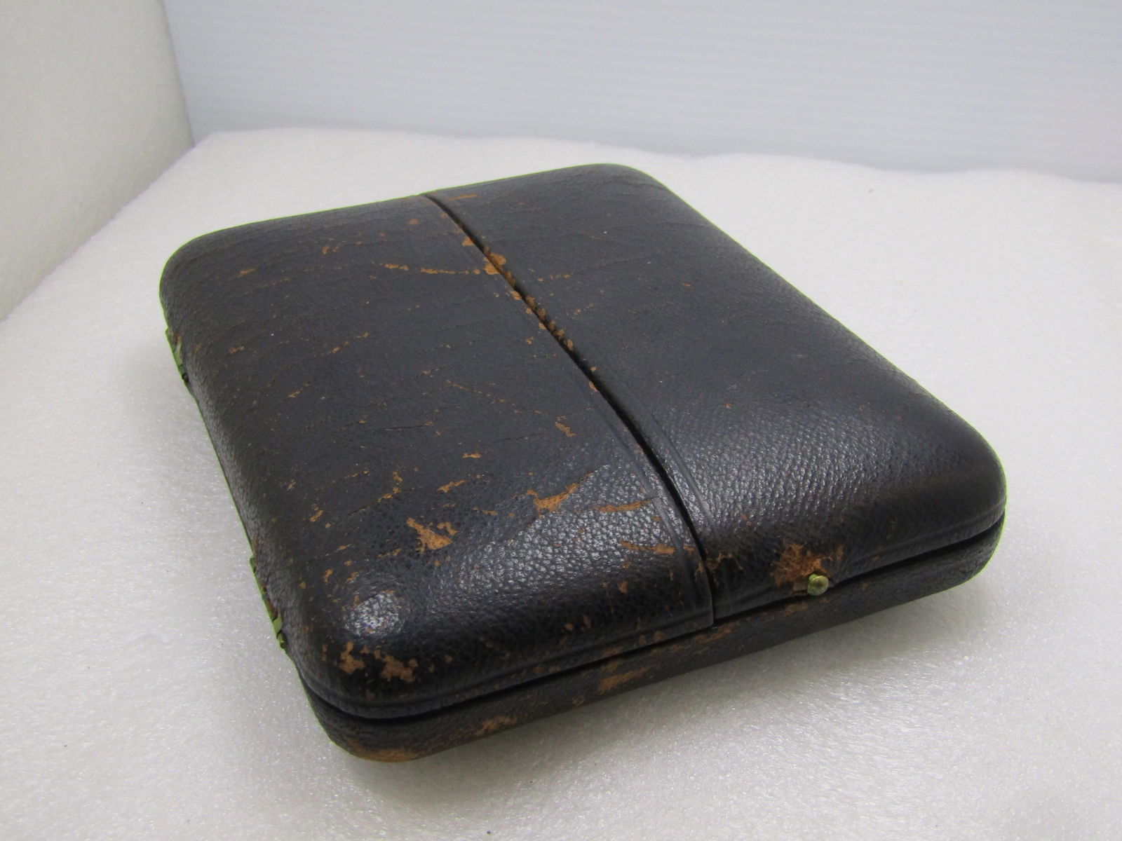 Antique Hinged Leather Easel Photo Display With Photo, 6" X 4.5". Early 1900's - 2