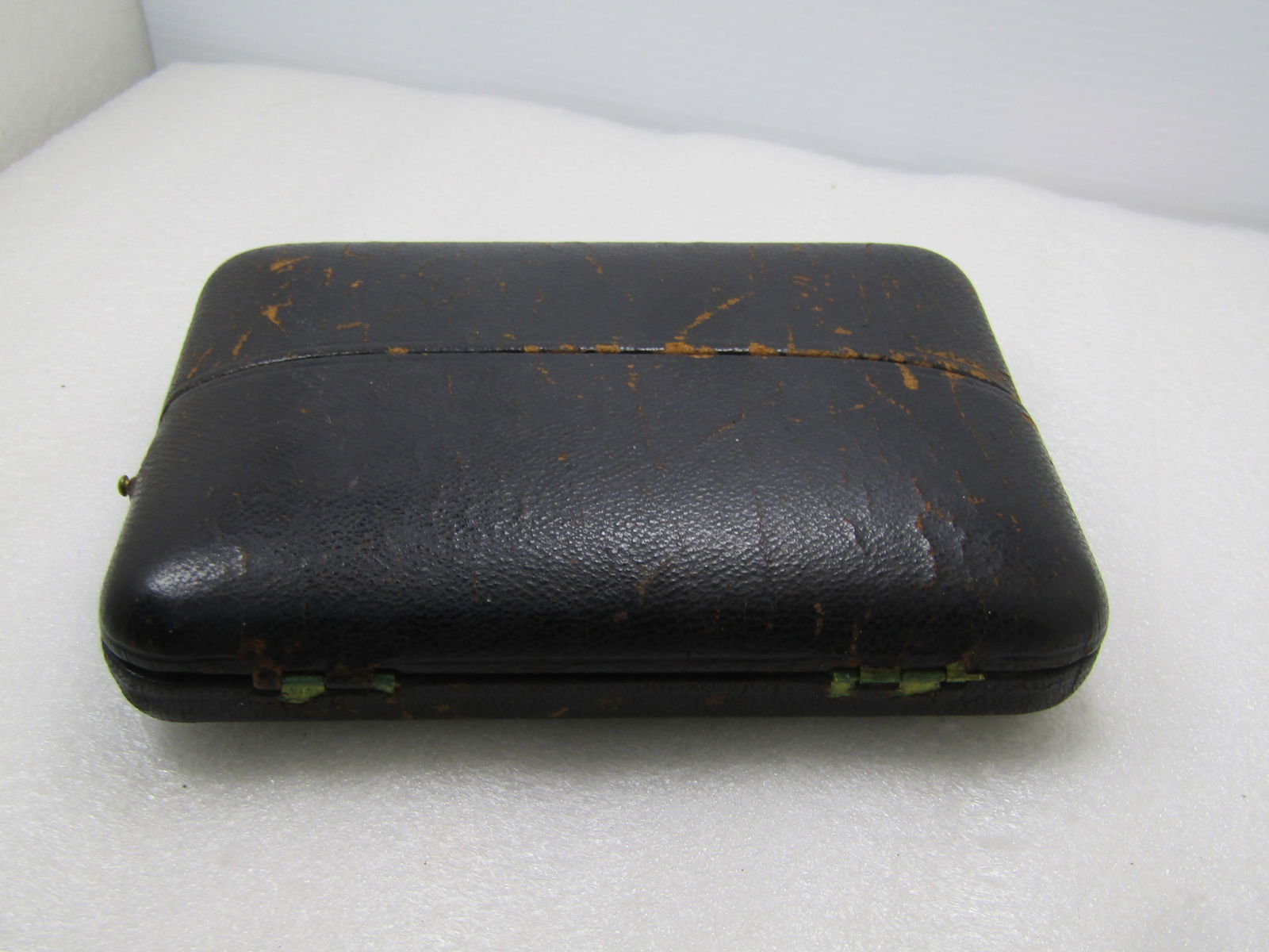 Antique Hinged Leather Easel Photo Display With Photo, 6" X 4.5". Early 1900's - 3