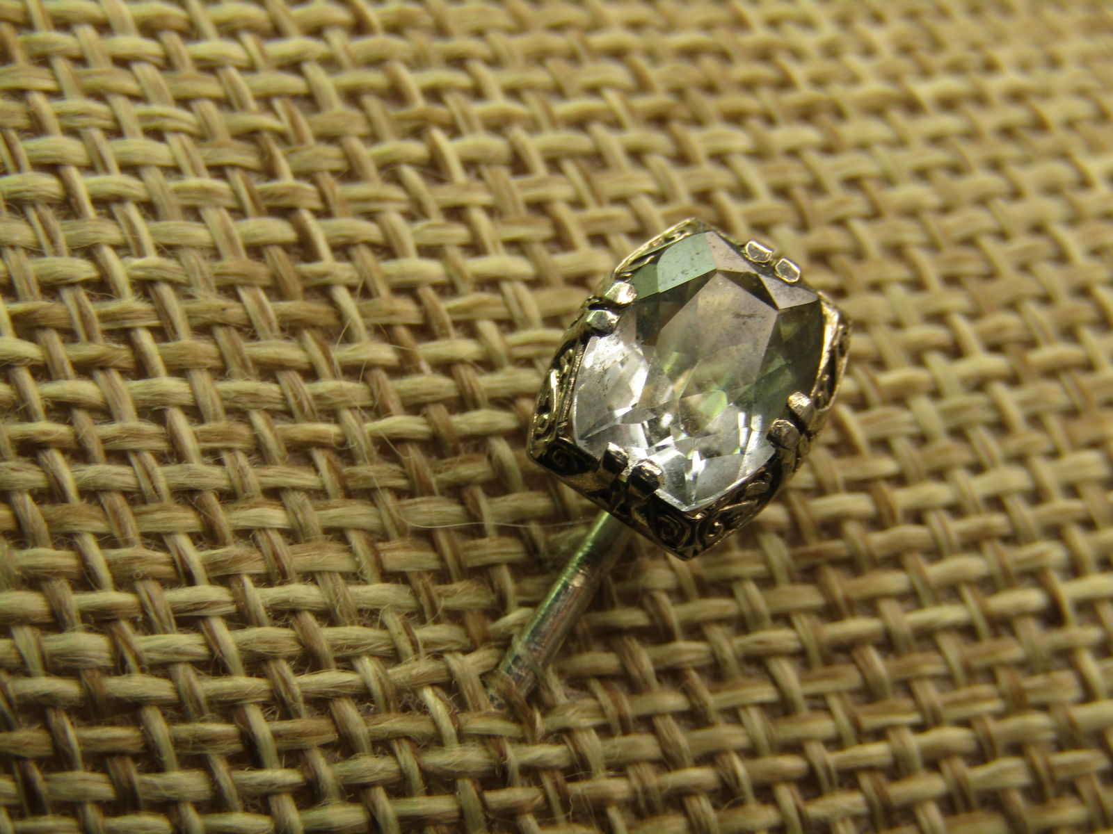 Vintage 10kt Aquamarine Stick Pin, 10kt G.F. Pin, 1800's-1920's - 3
