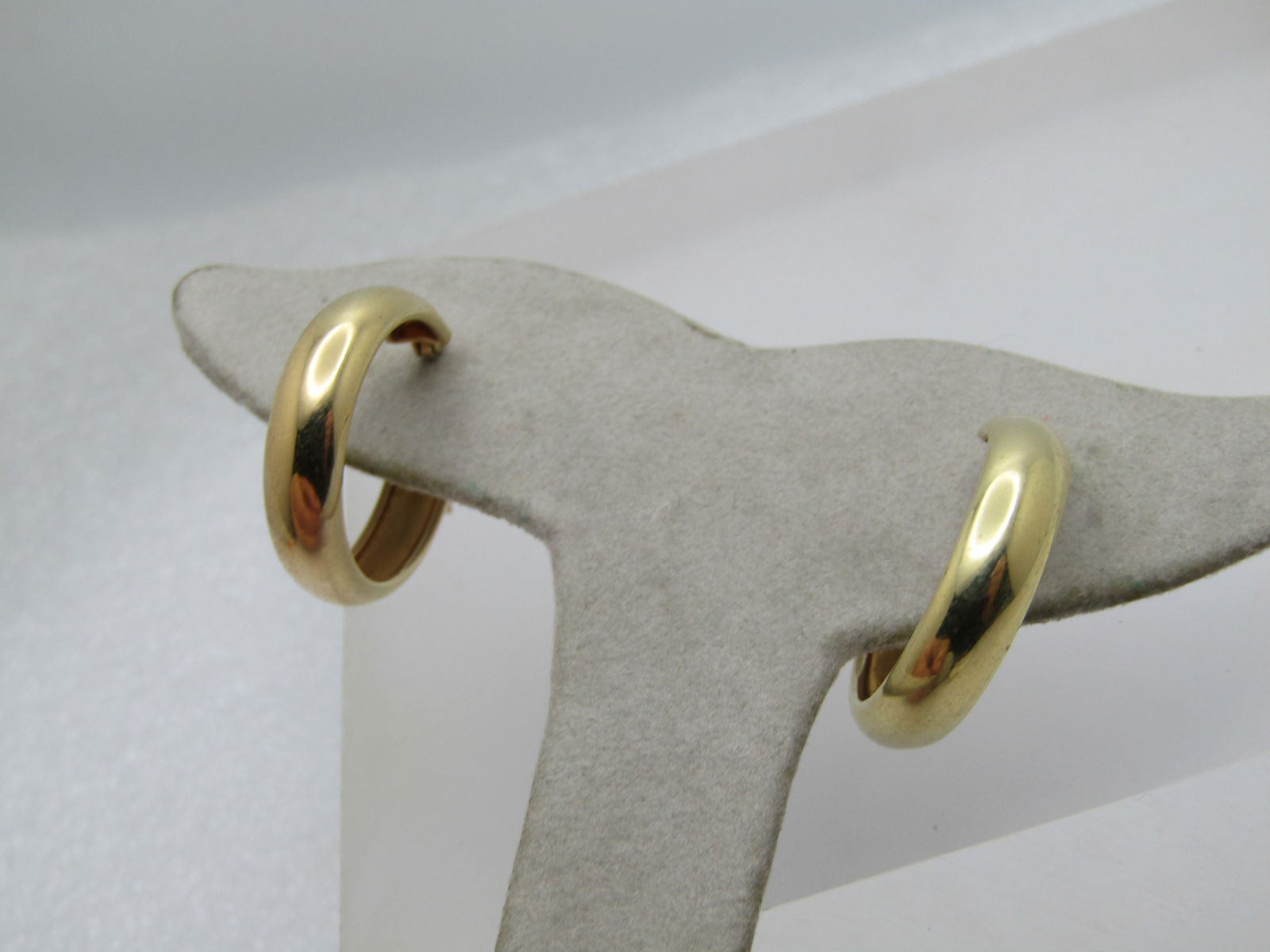 Vintage Sterling Vermeil Hoop Earrings, Pierced, 7/8", Signed, 1980's-1990's - 4