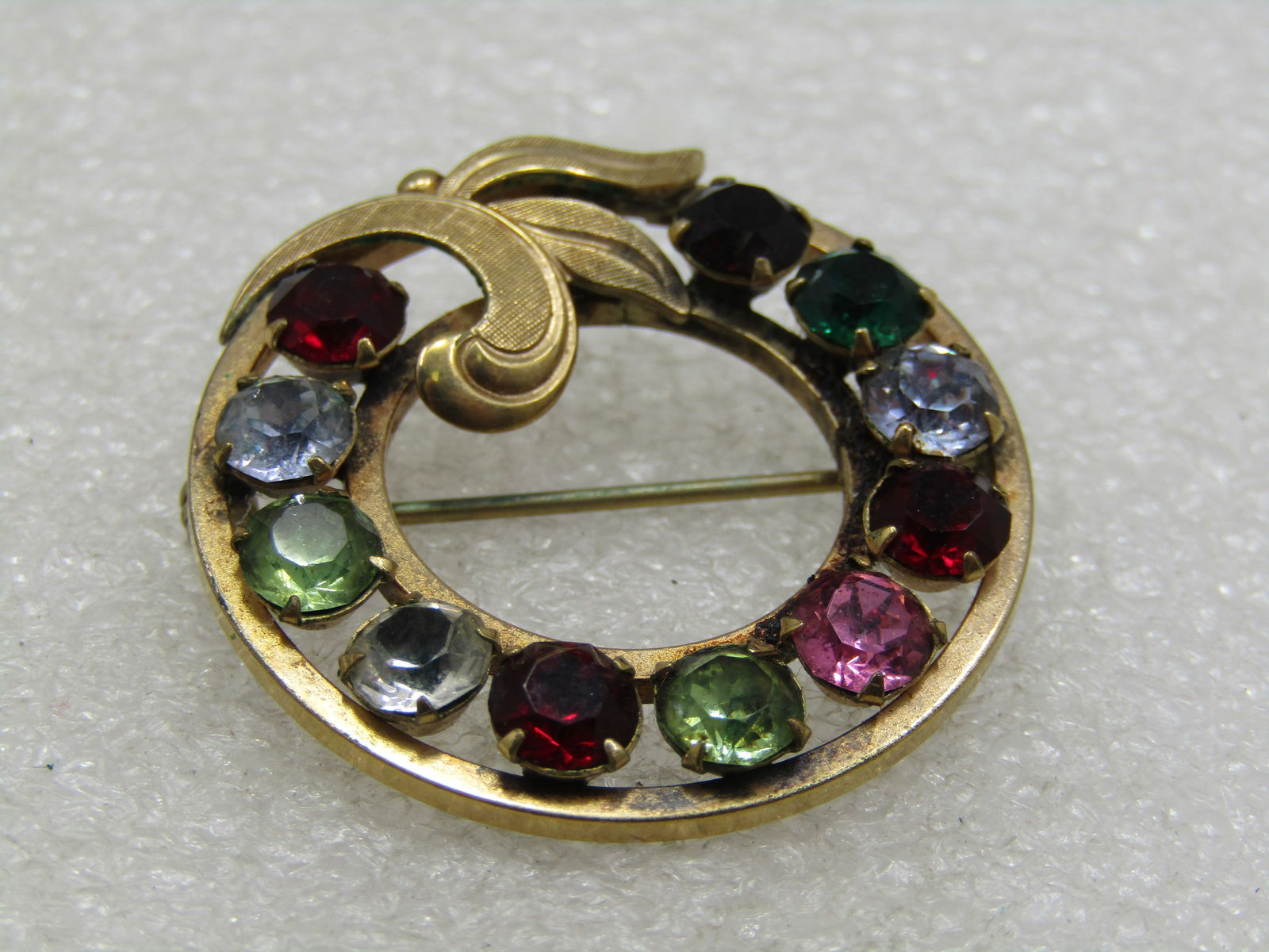 Vintage Van Dell 12kt G.F. Rhinestone Circle Brooch, 1940's-1960's - 4