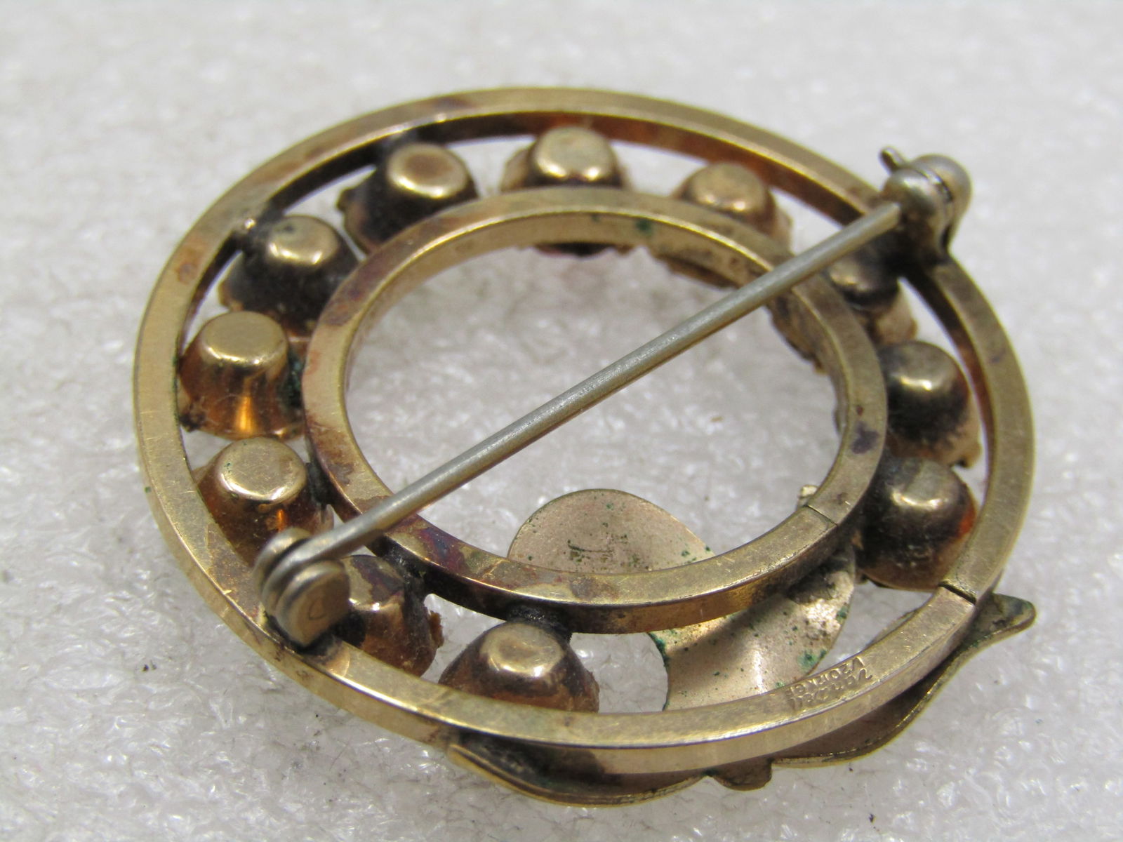 Vintage Van Dell 12kt G.F. Rhinestone Circle Brooch, 1940's-1960's - 6