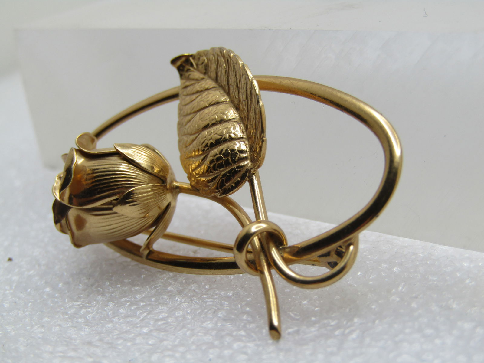 Vintage Sterling Rose And Leaf Oval Brooch, Signed Forstner, 1940's-1950's - 3