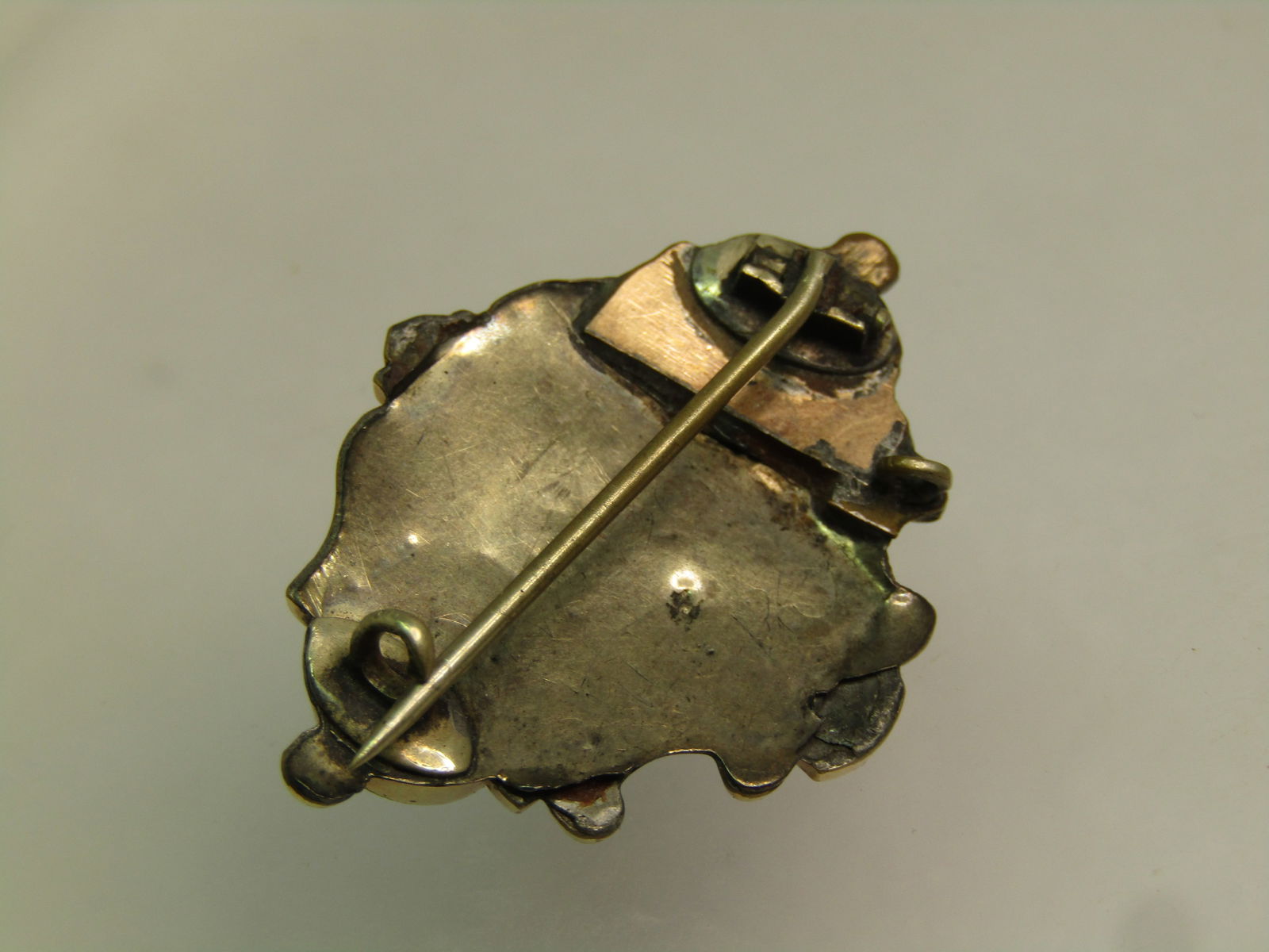 Antique Blue Glass Brooch, 1800's, C-Clasp, Gold Filled - 7