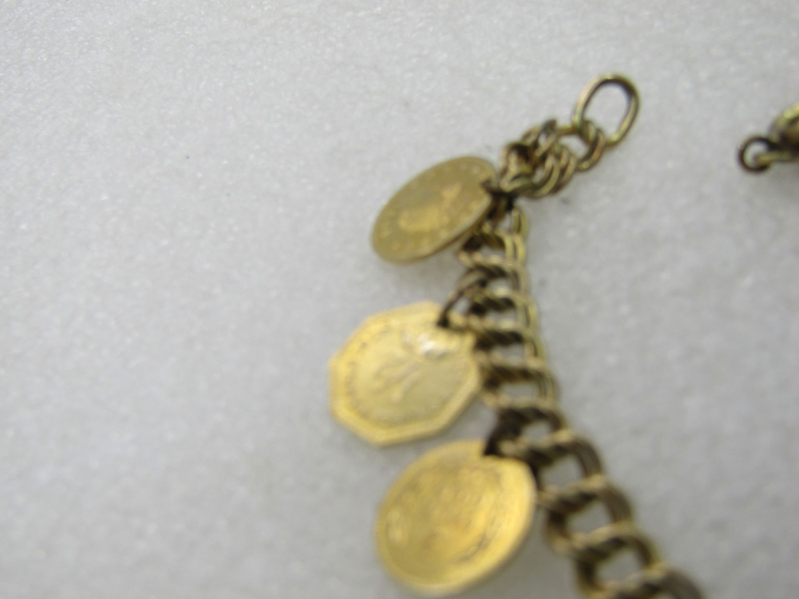 Vintage Gold Filled Replica Gold Coin Bracelet, Signed JB, 7" - 2