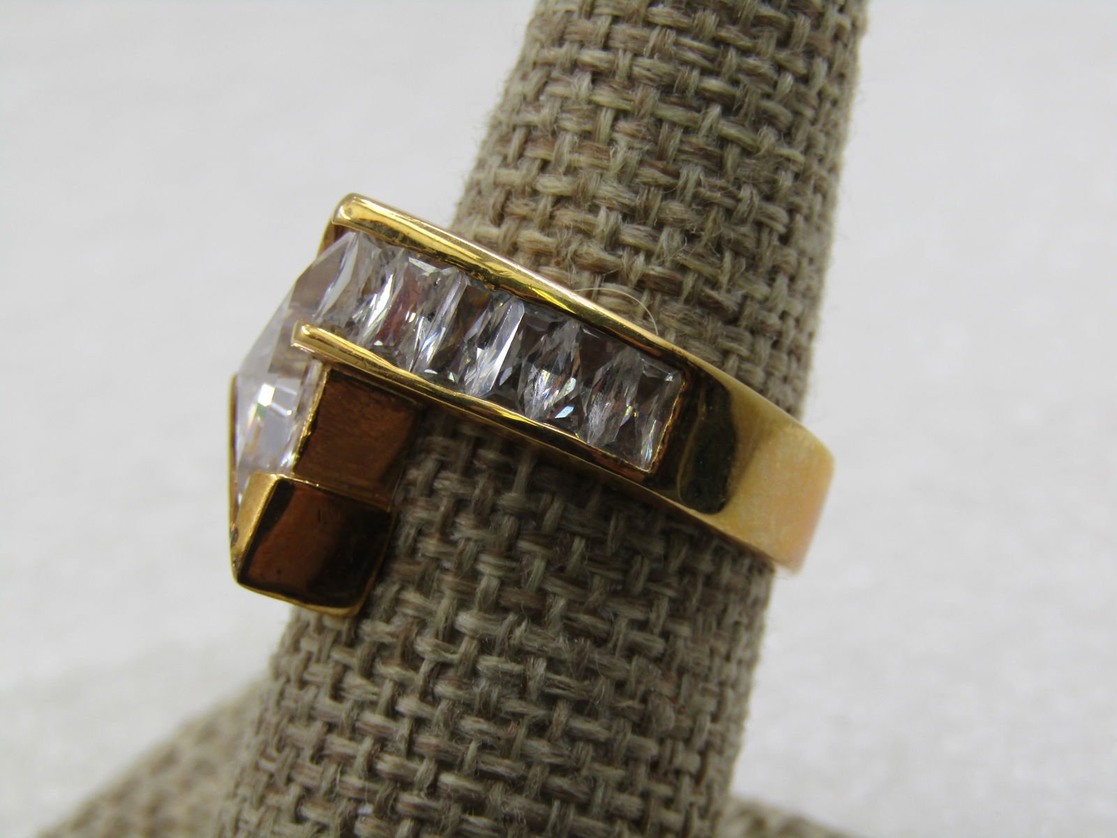 Sterling Vermeil CZ Mod Ring, Sz. 8, Triangular CZ - 3