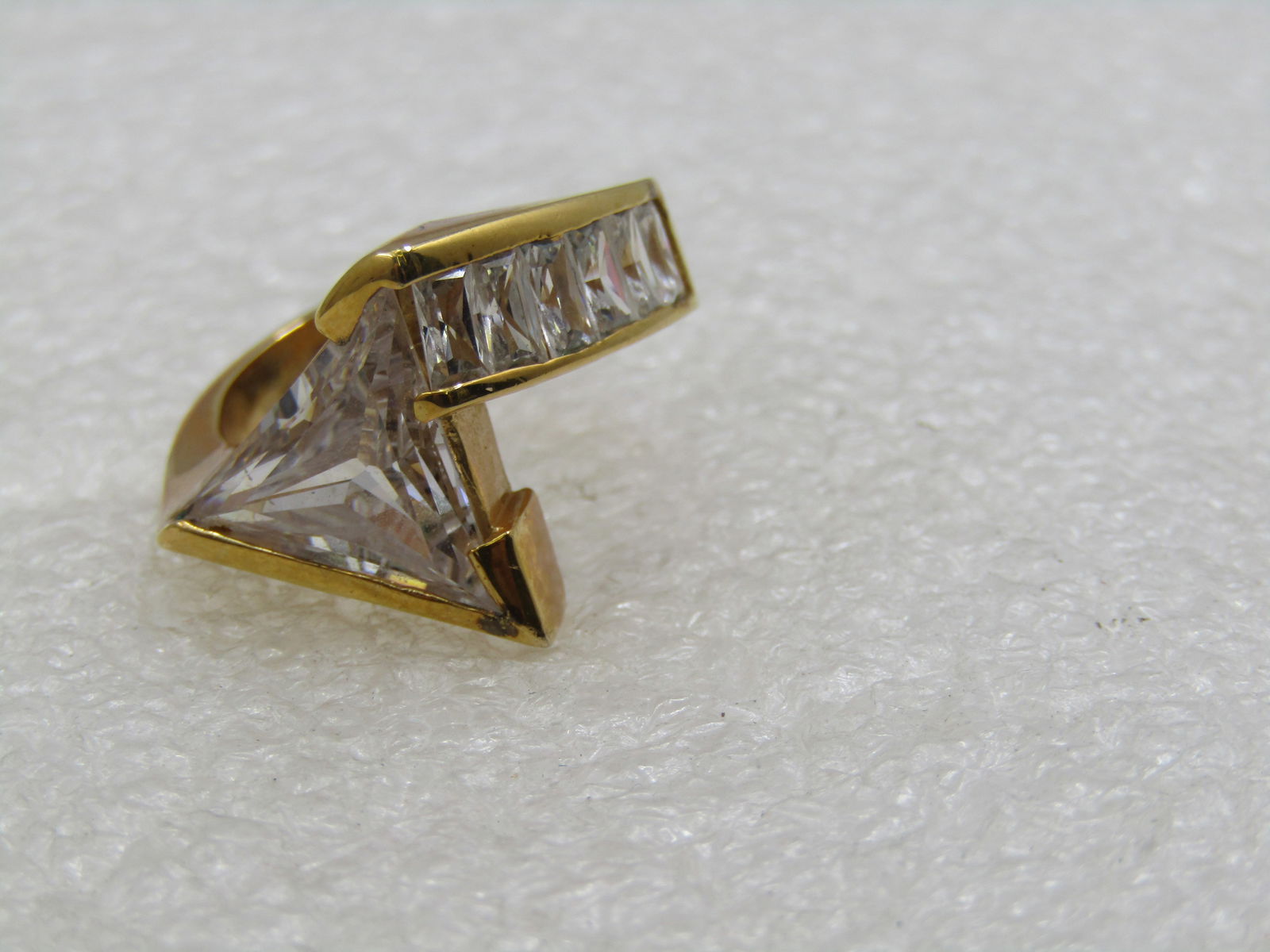 Sterling Vermeil CZ Mod Ring, Sz. 8, Triangular CZ - 5