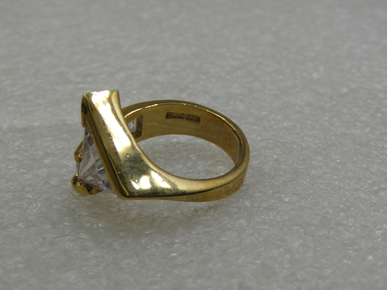 Sterling Vermeil CZ Mod Ring, Sz. 8, Triangular CZ - 6