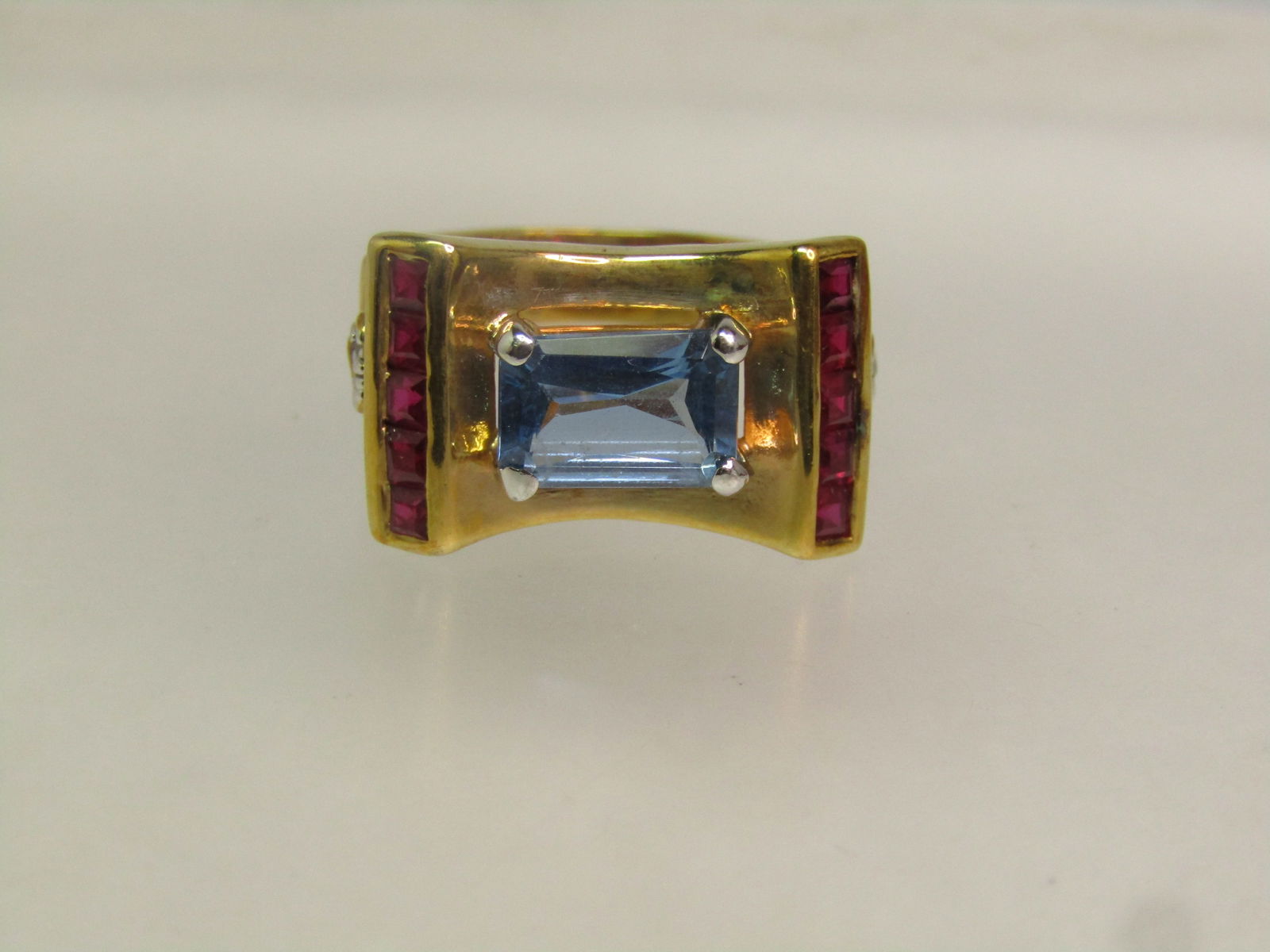 Vintage Sterling Vermeil Ruby/Sapphire Ring, Farrah Fawcett Signed, 1990's, Sz. 6.75. Statement - 4