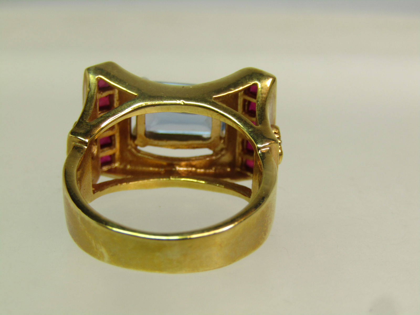 Vintage Sterling Vermeil Ruby/Sapphire Ring, Farrah Fawcett Signed, 1990's, Sz. 6.75. Statement - 6