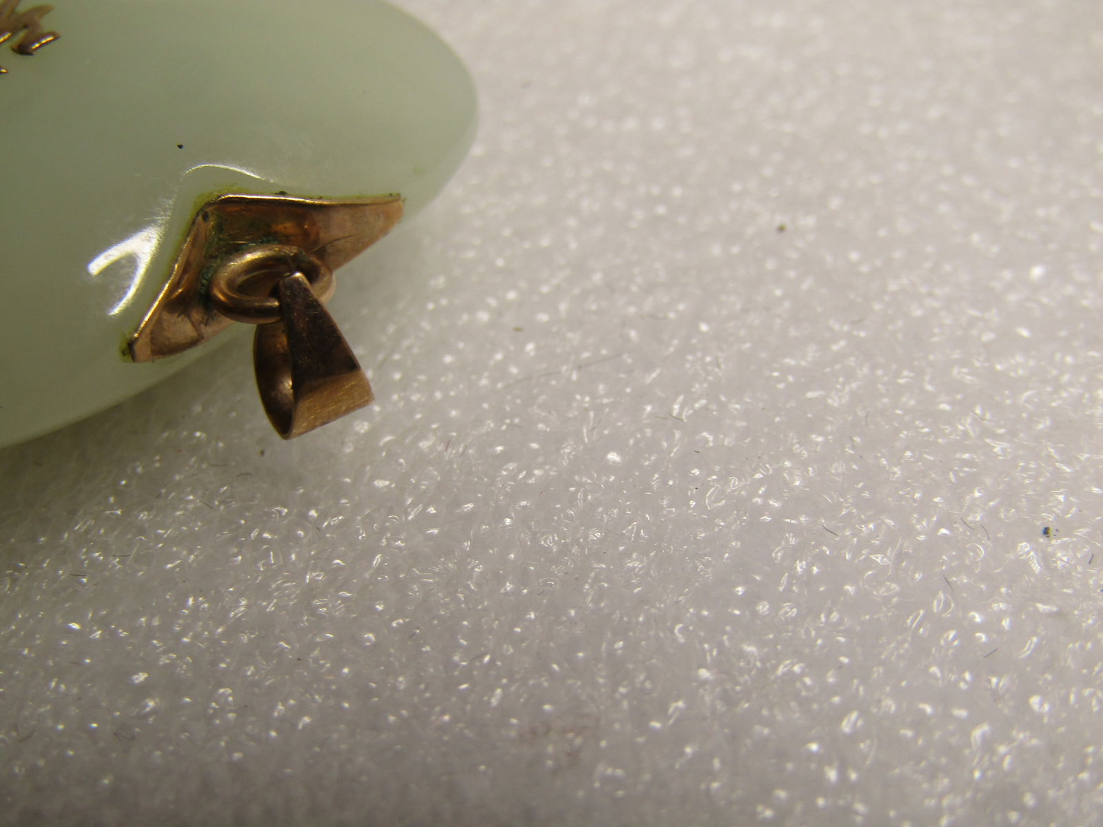 Vintage Nephrite Heart Pendant, 10kt GF Asian Accents/Symbols, 1980's - 5